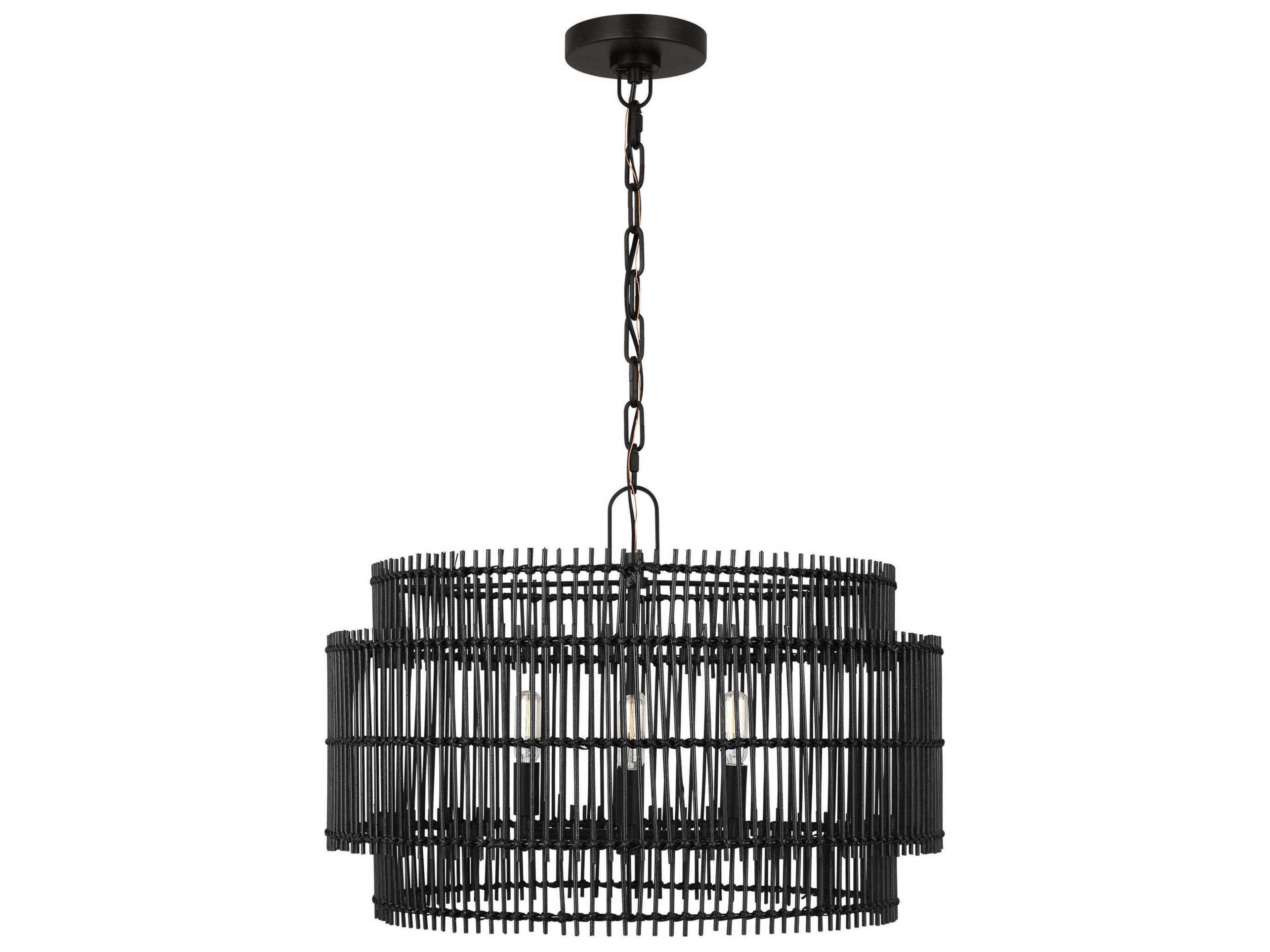 Visual Comfort Studio Elio 4-Light Aged Iron Black Drum Chandelier