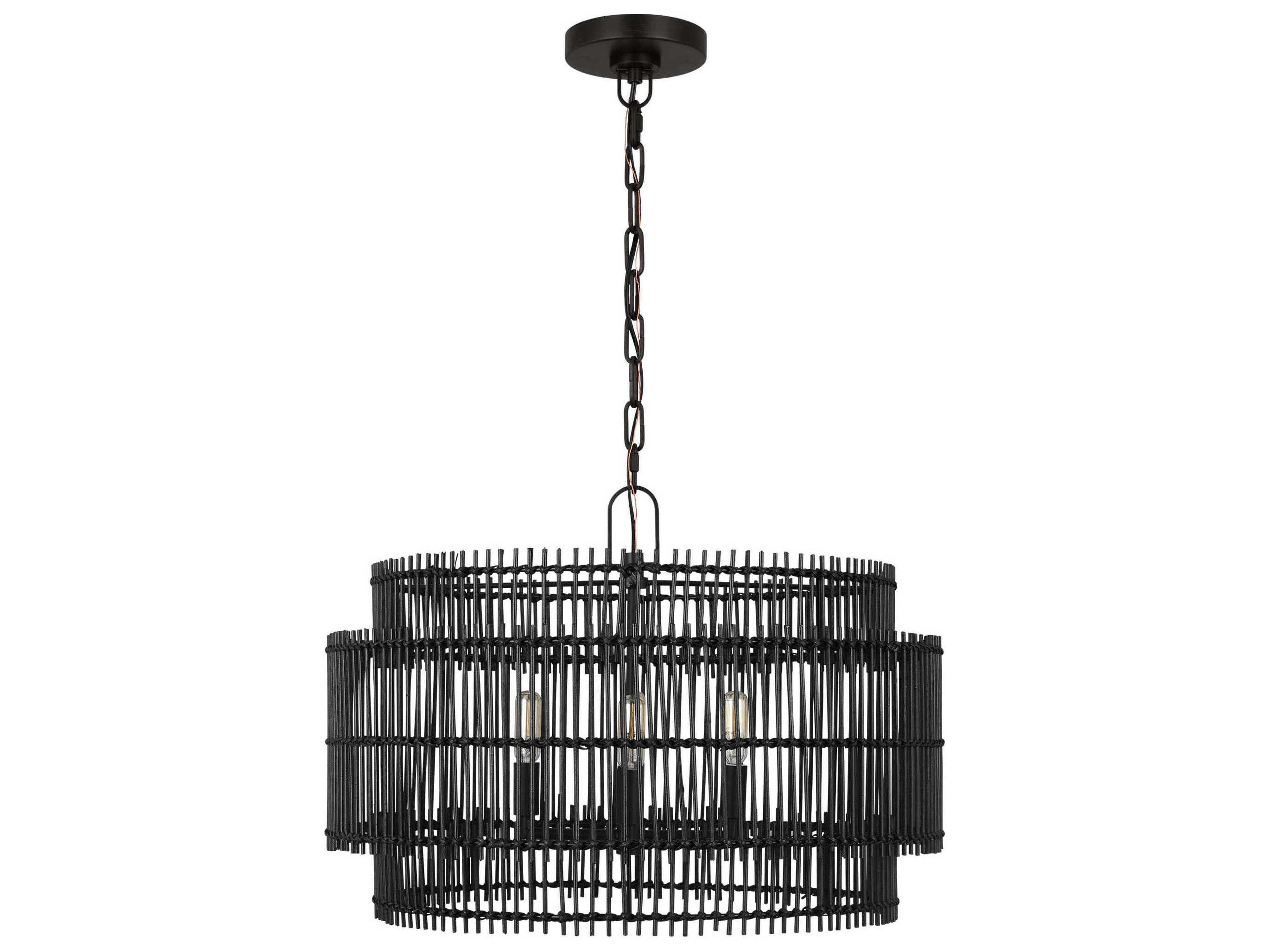 Visual Comfort Studio Elio 4-Light Aged Iron Black Drum Chandelier