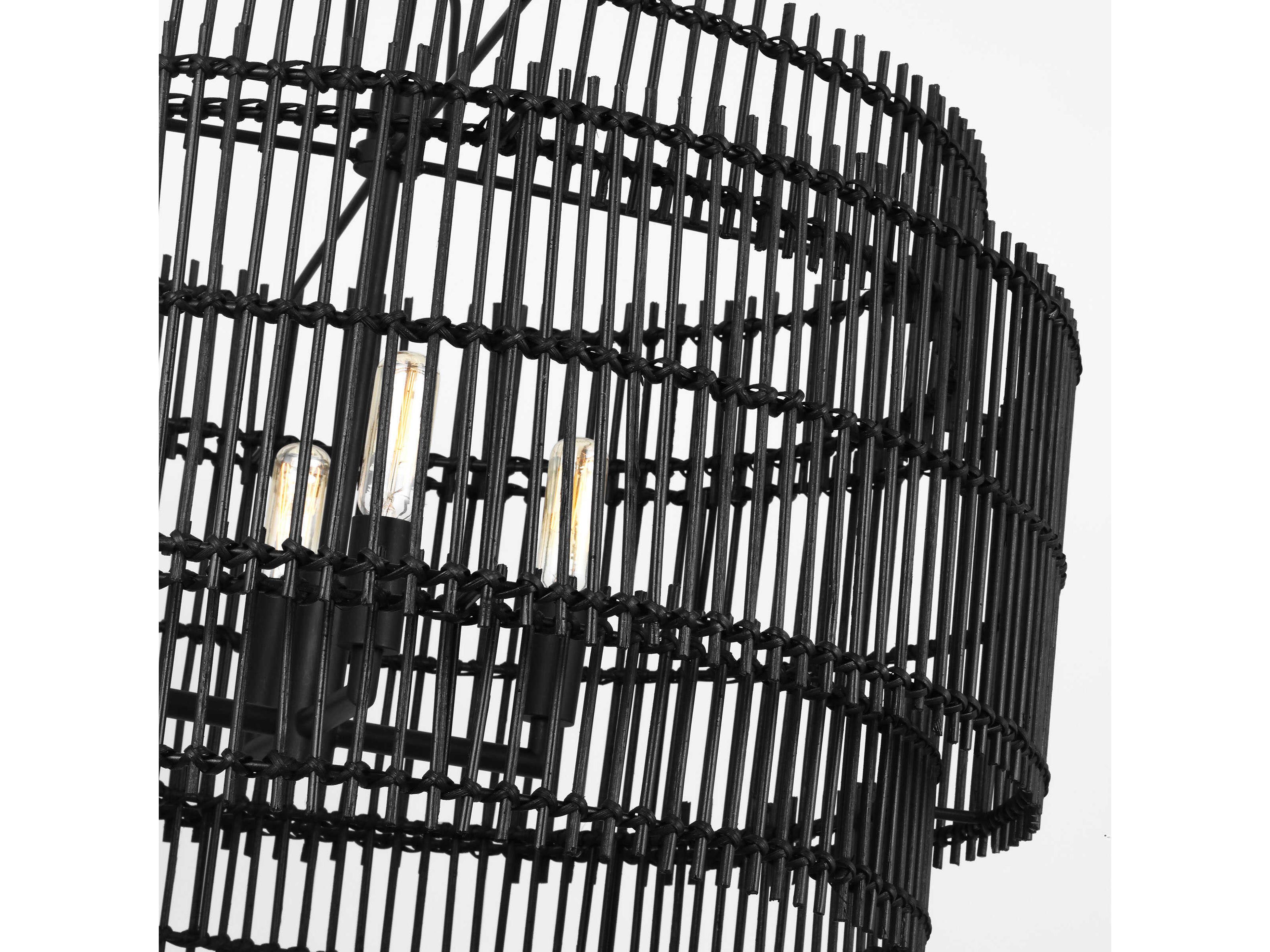 Visual Comfort Studio Elio 4-Light Aged Iron Black Drum Chandelier