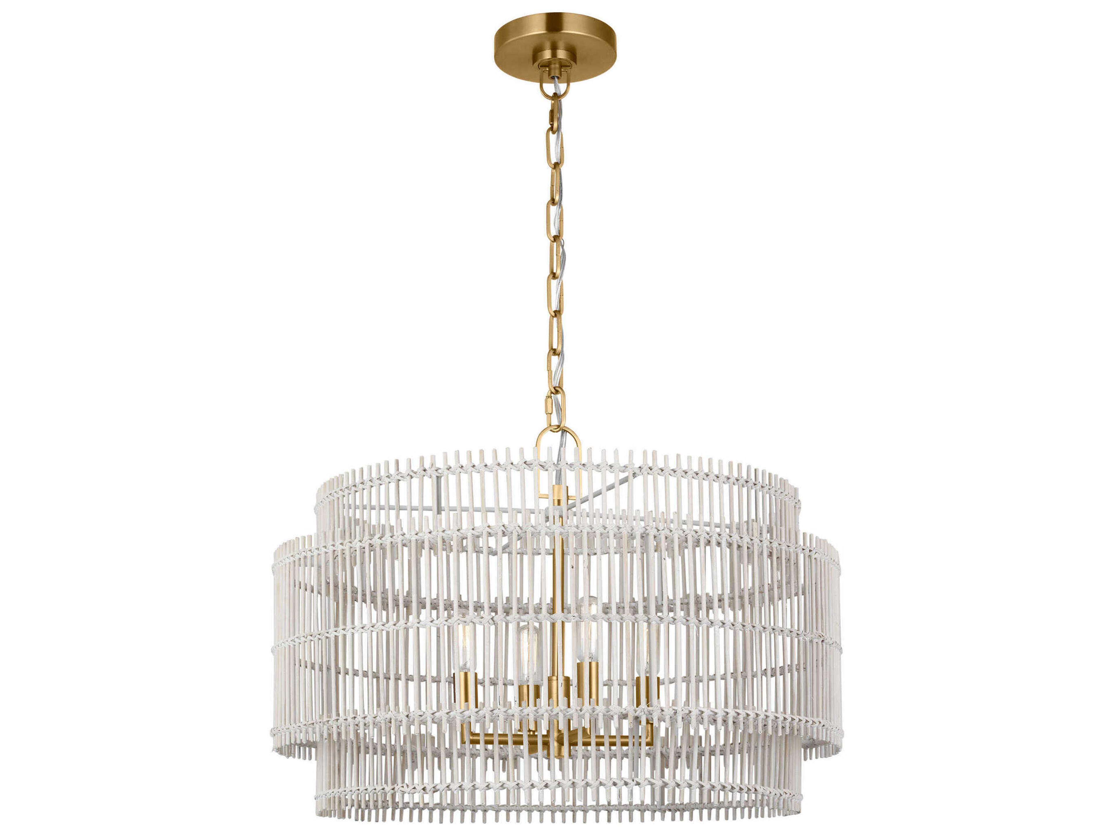 Elio 4 Light Chandelier Burnished Brass Bamboo Shade