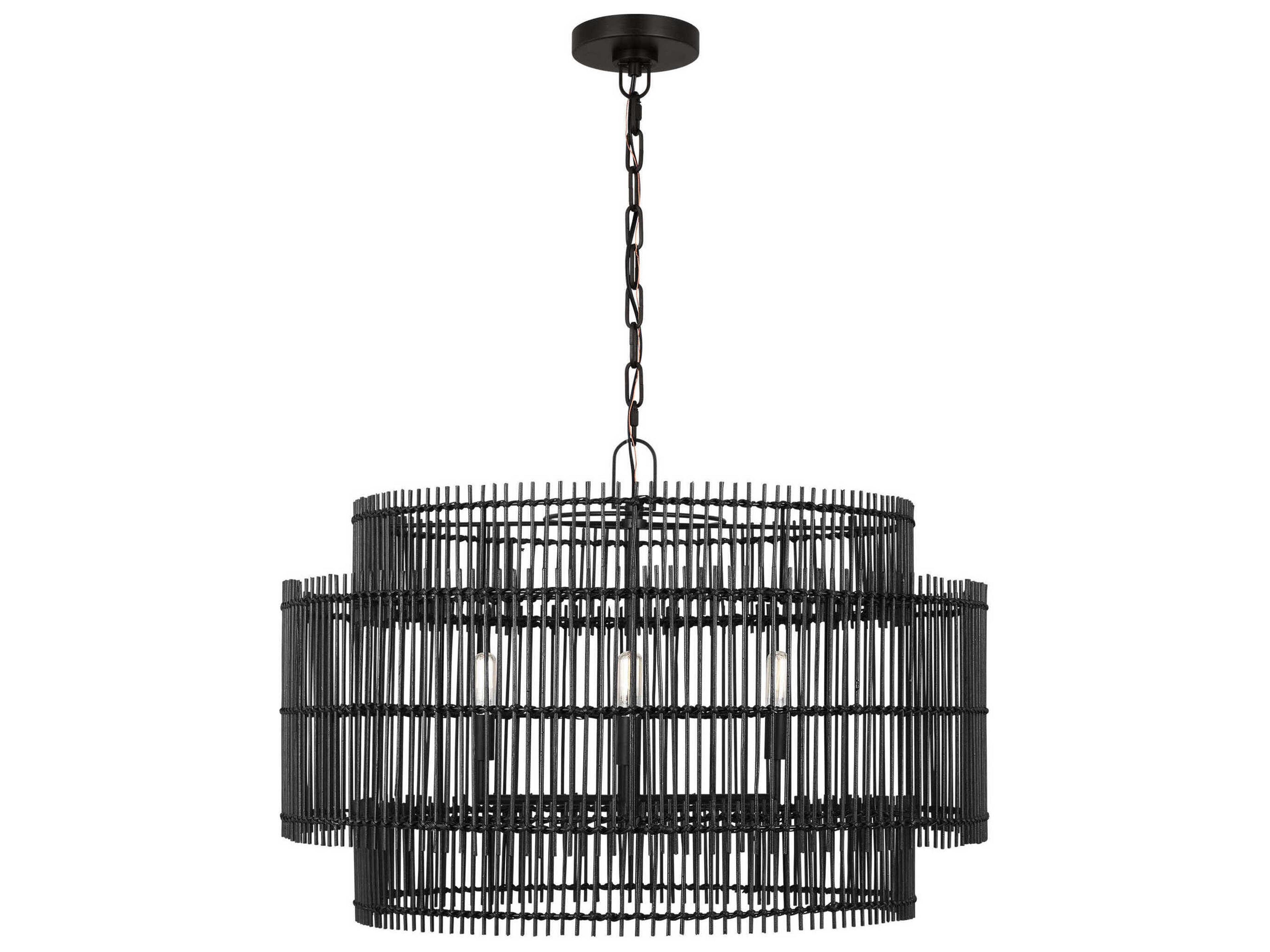 Visual Comfort Studio Elio 4-Light Aged Iron Black Drum Chandelier