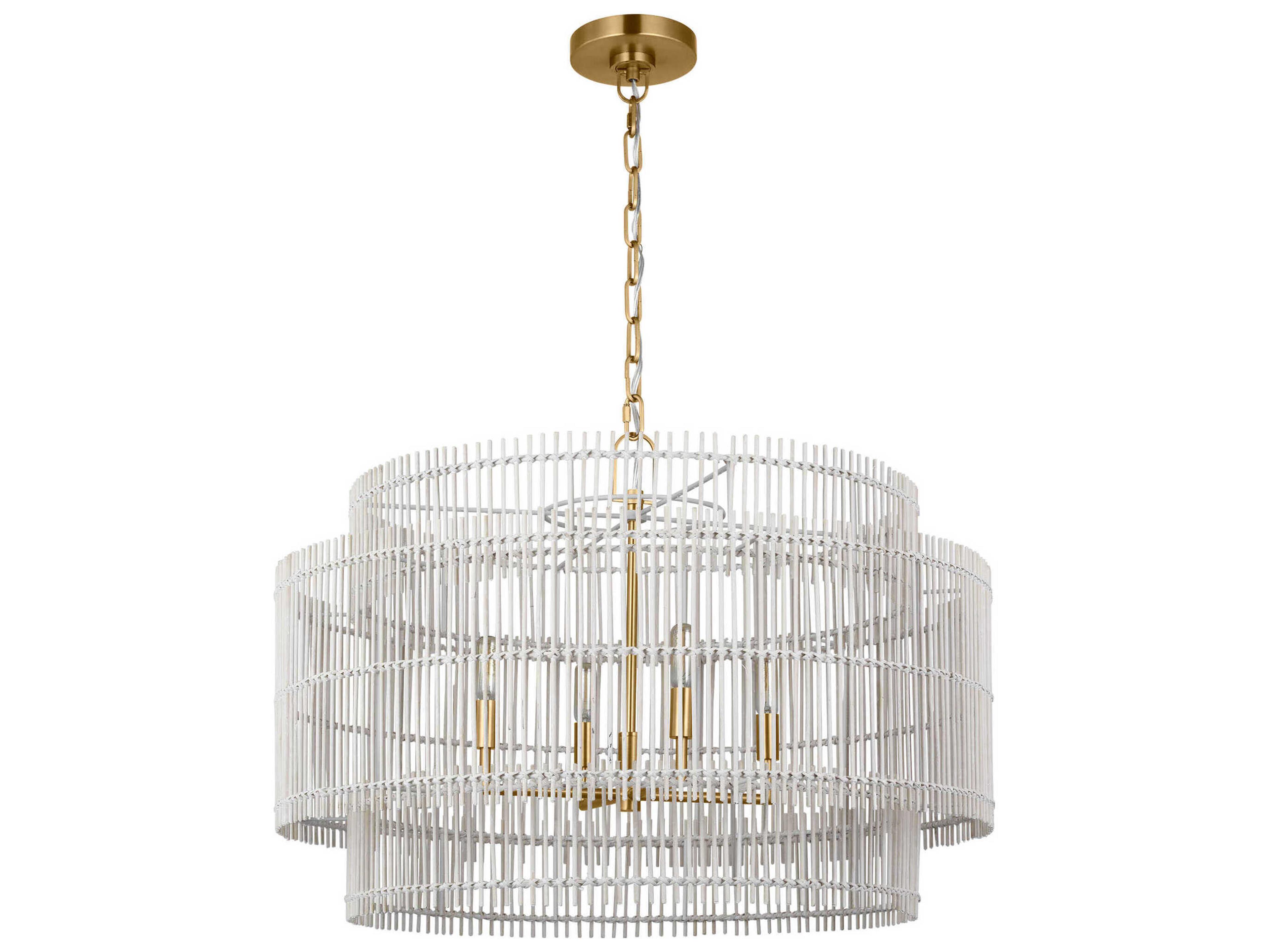 Visual Comfort Studio Elio 4-Light Burnished Brass Drum Chandelier