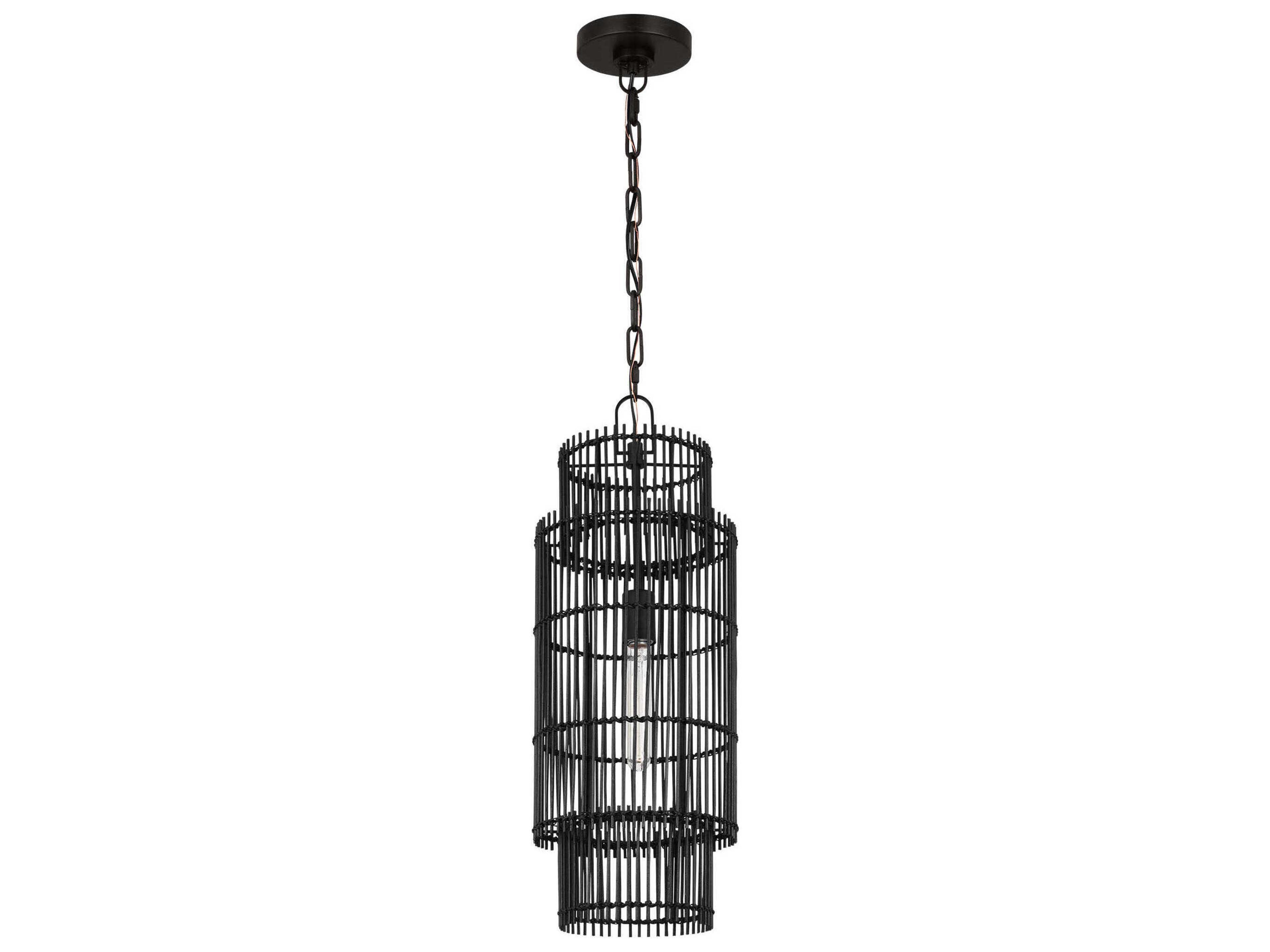 Pendant Light Elio Aged Iron Black Bamboo