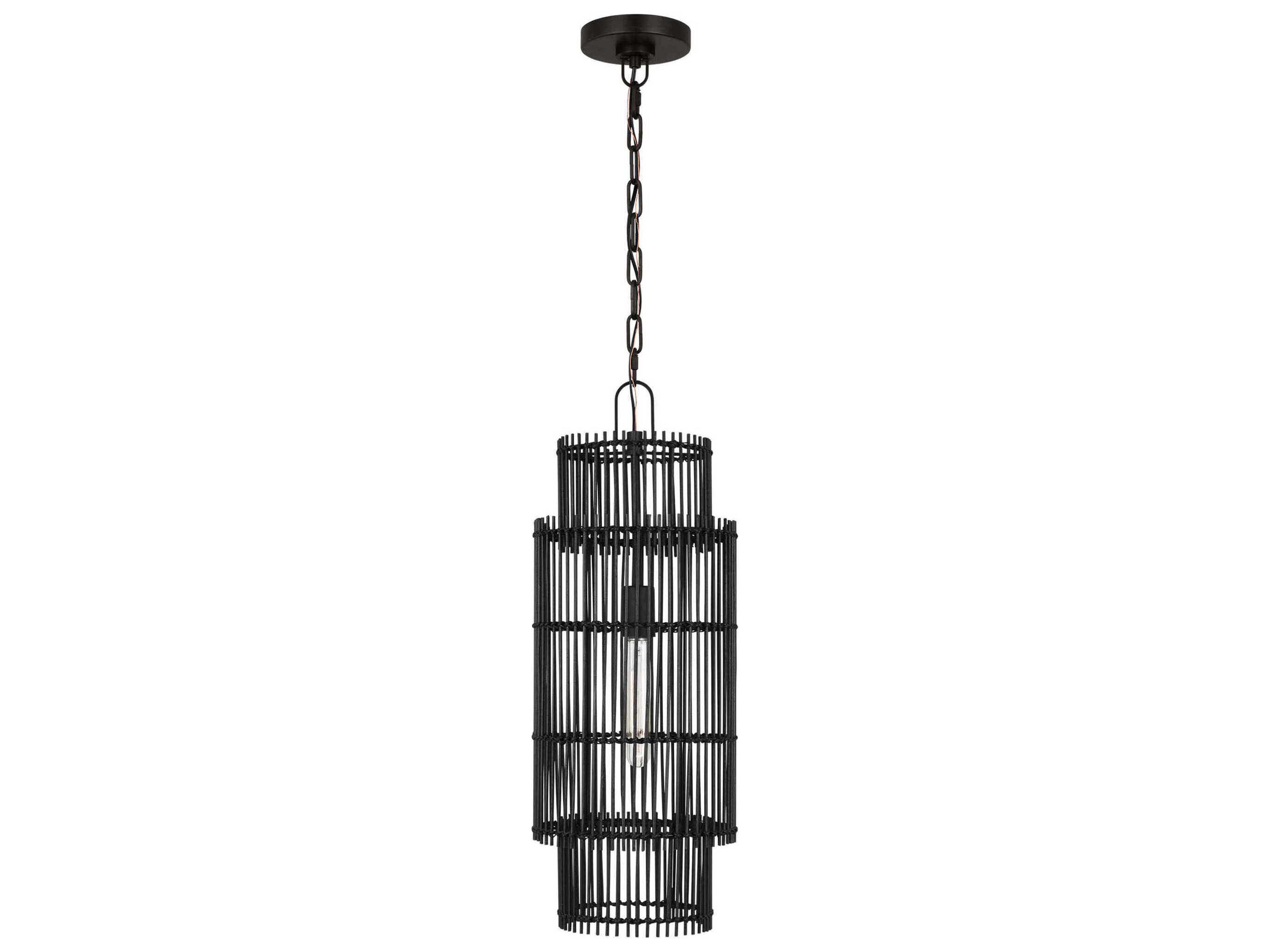 Visual Comfort Studio Elio 1-Light Aged Iron Black Cylinder Mini Pendant