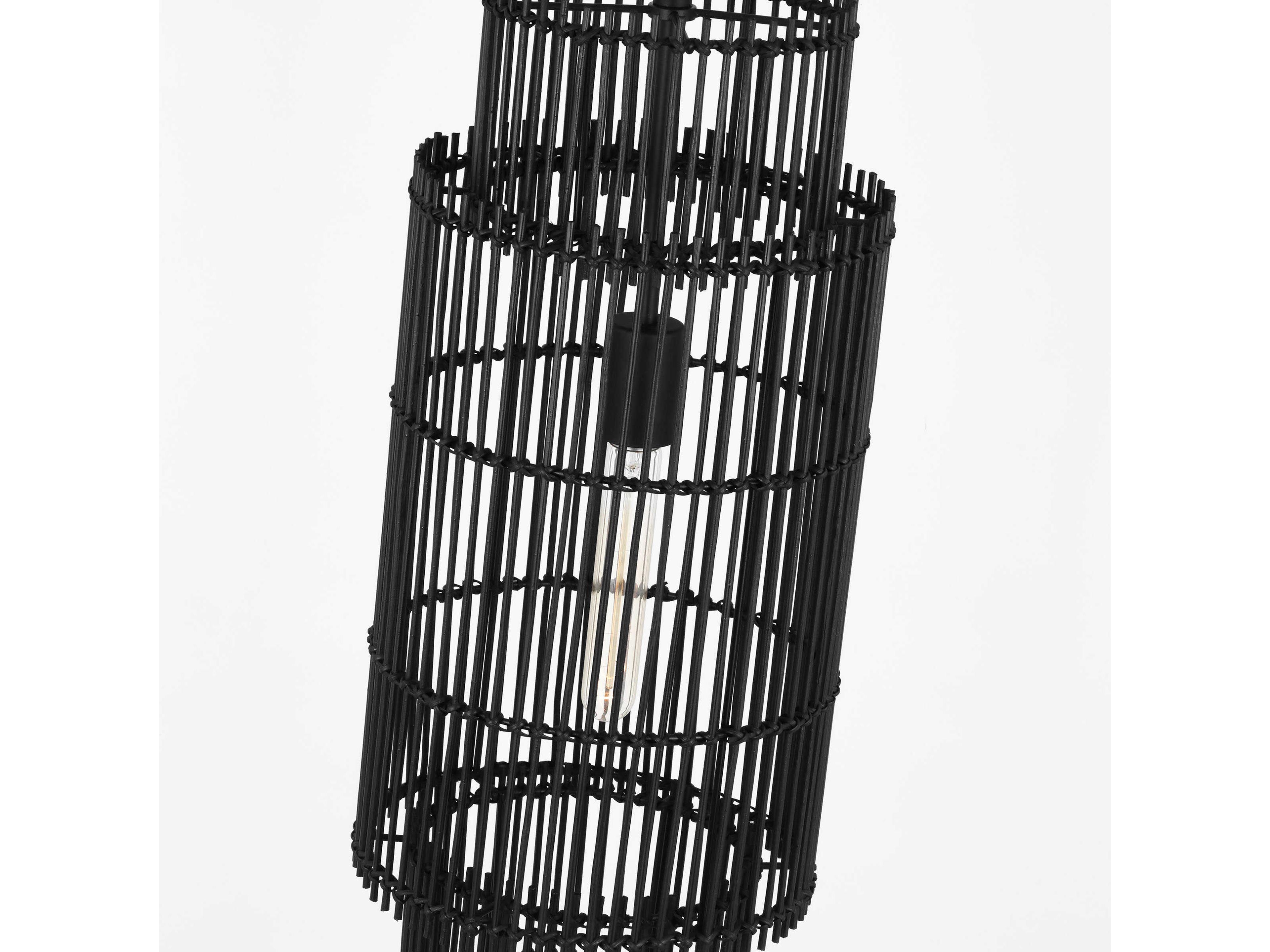 Visual Comfort Studio Elio 1-Light Aged Iron Black Cylinder Mini Pendant