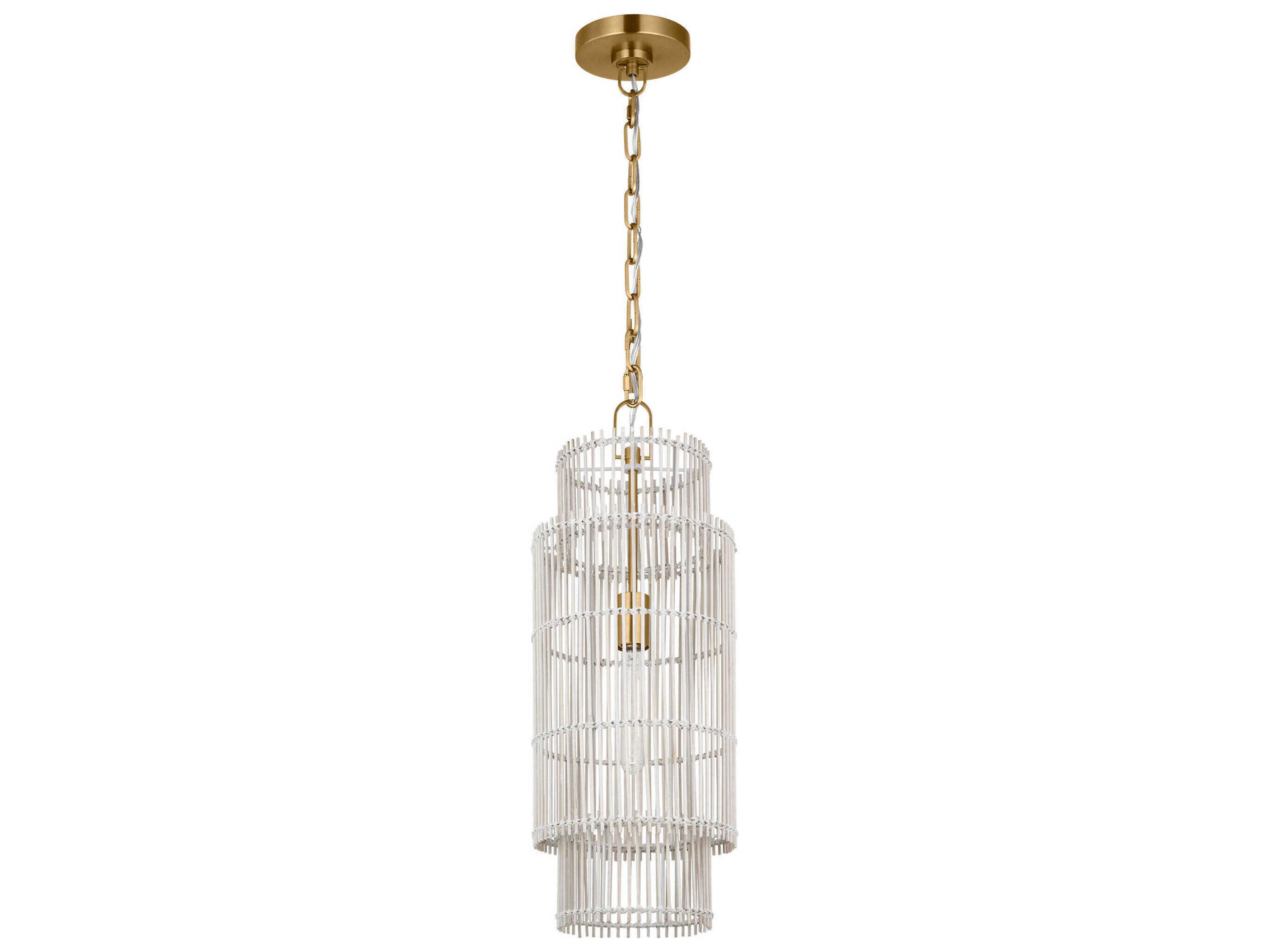 Elio Cylinder Pendant Burnished Brass Natural Bamboo