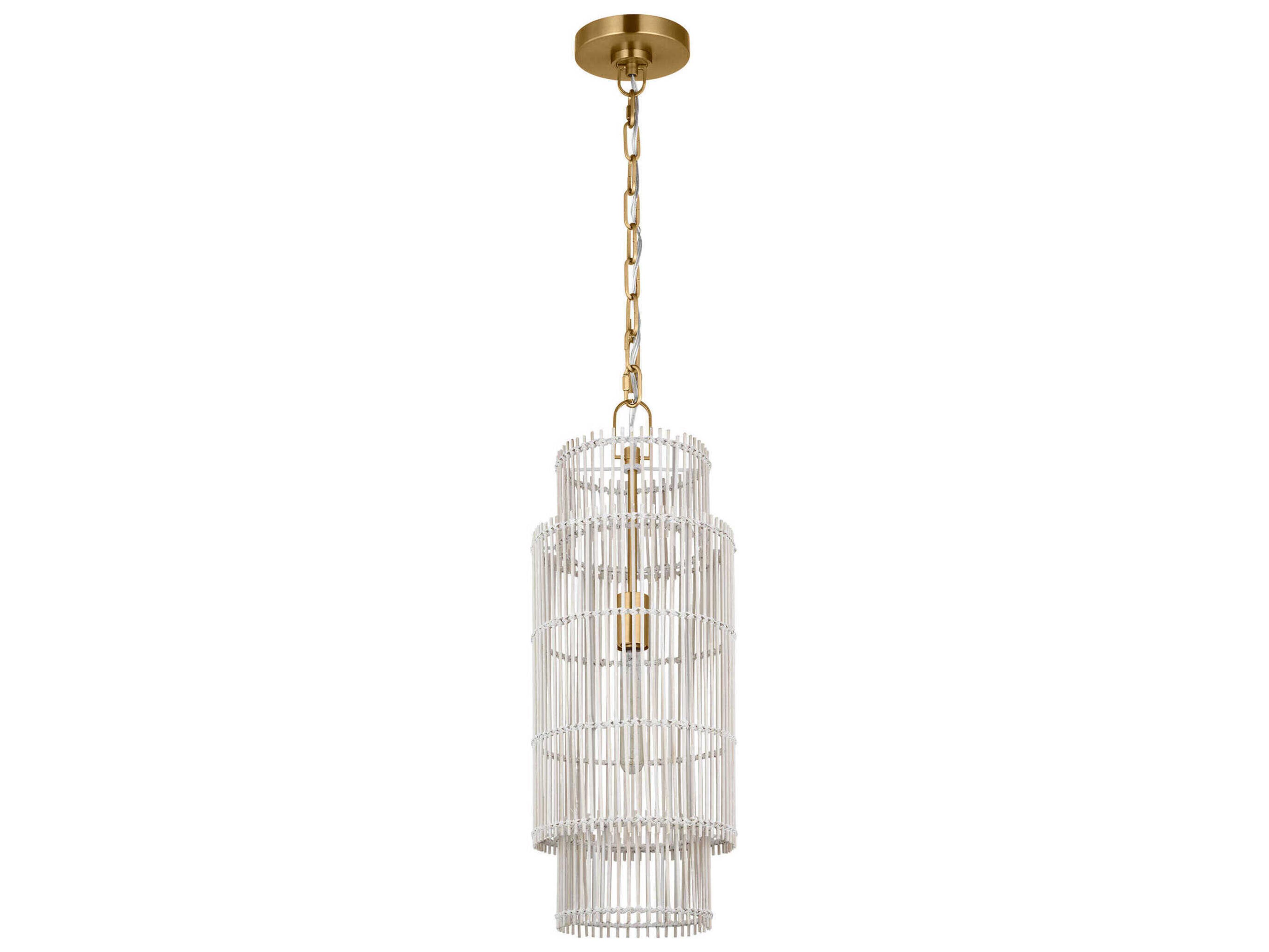 Visual Comfort Studio Elio 1-Light Burnished Brass Cylinder Mini Pendant