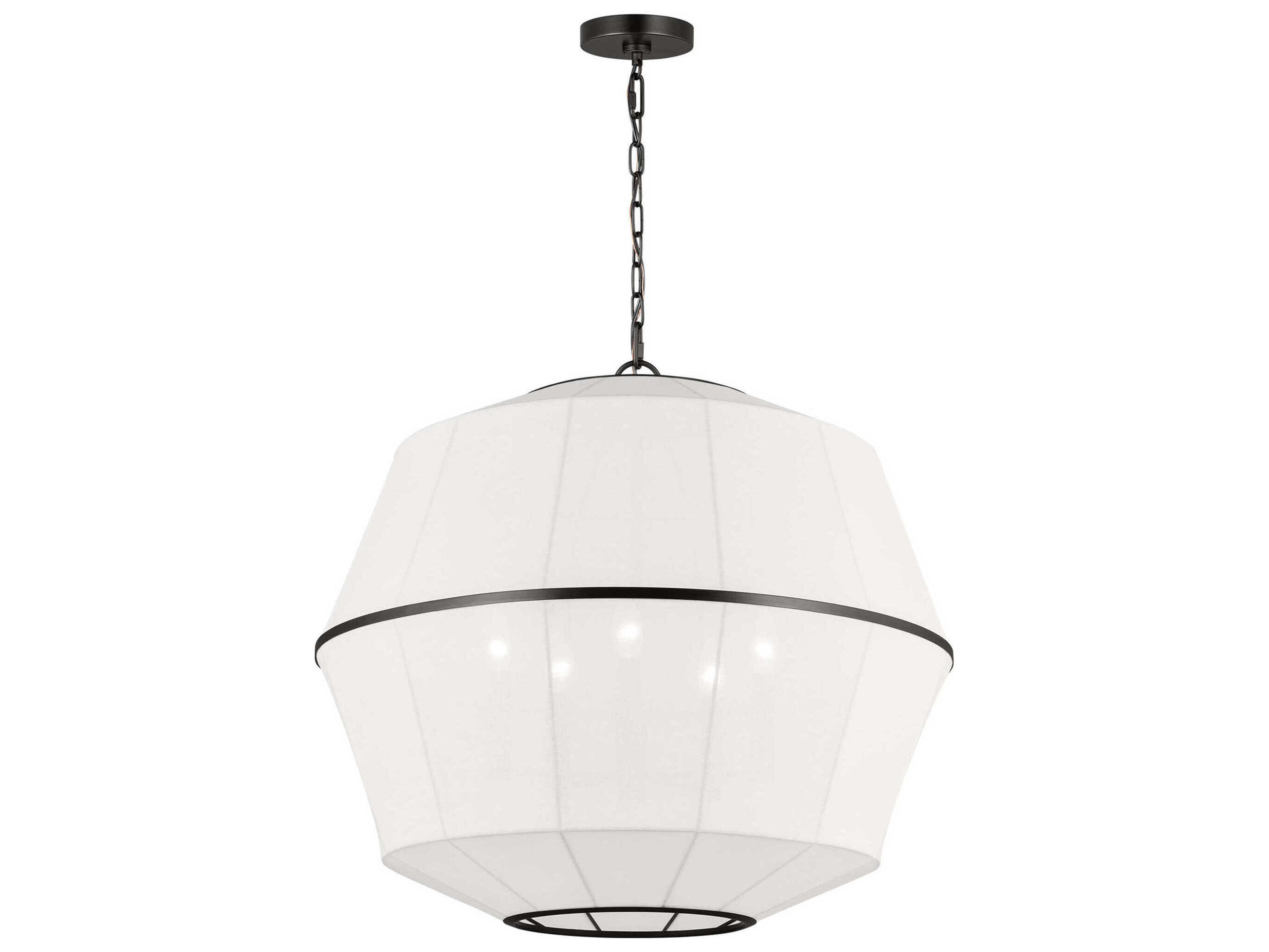Hikari 5-Light Chandelier Aged Iron White Linen