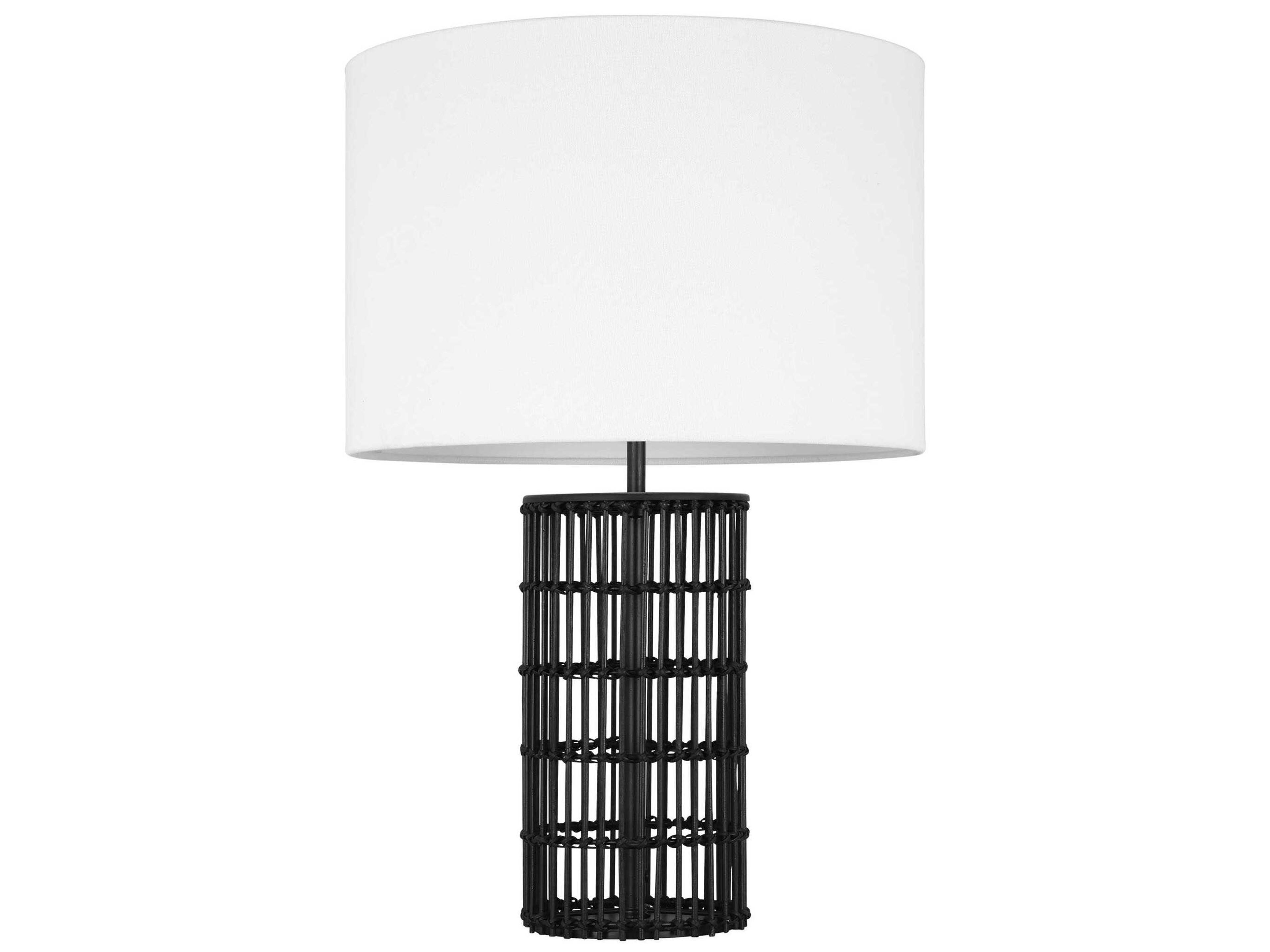 Visual Comfort Studio Elio Aged Iron White Linen Fabric Black Buffet Lamp