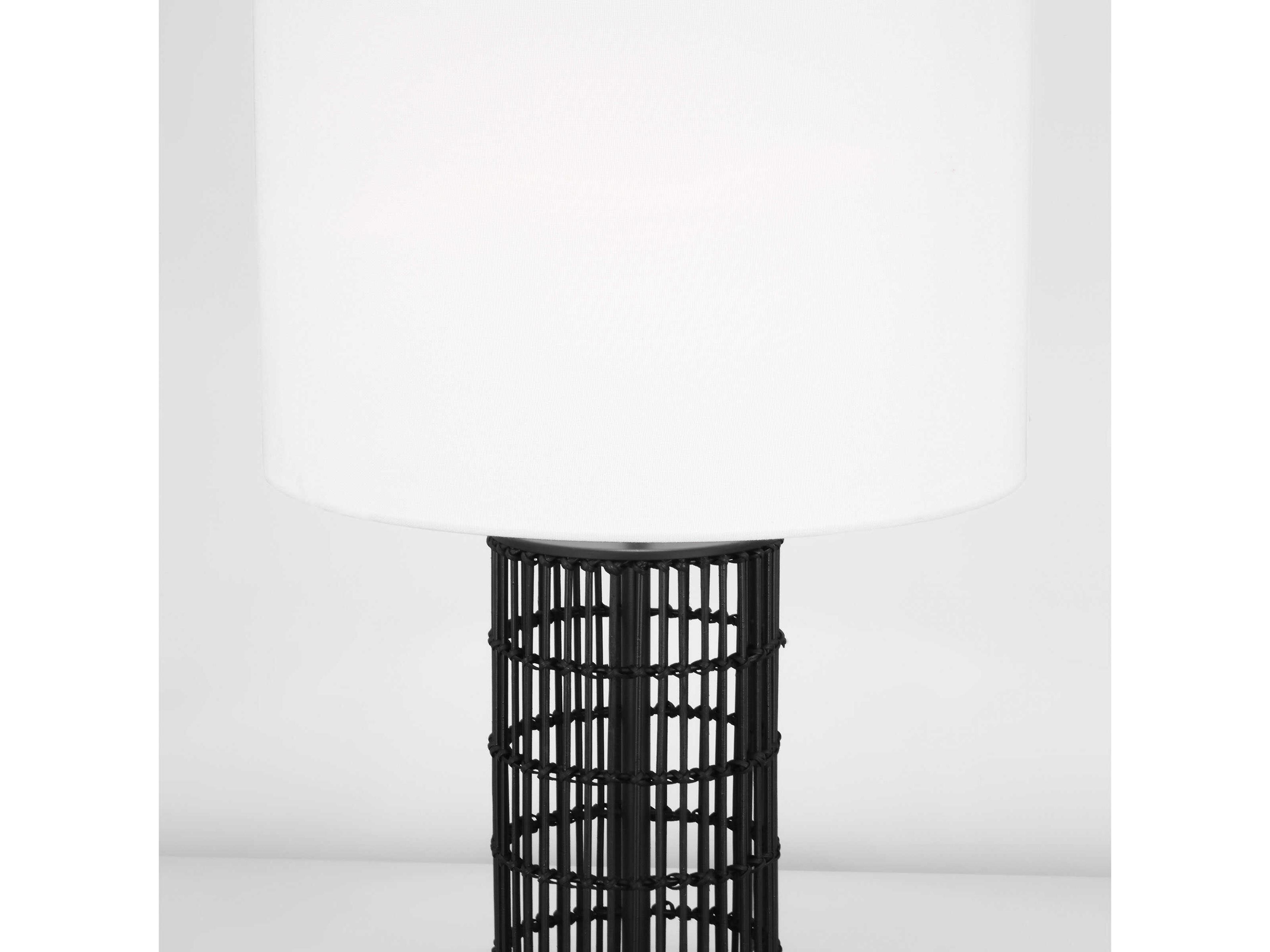 Visual Comfort Studio Elio Aged Iron White Linen Fabric Black Buffet Lamp
