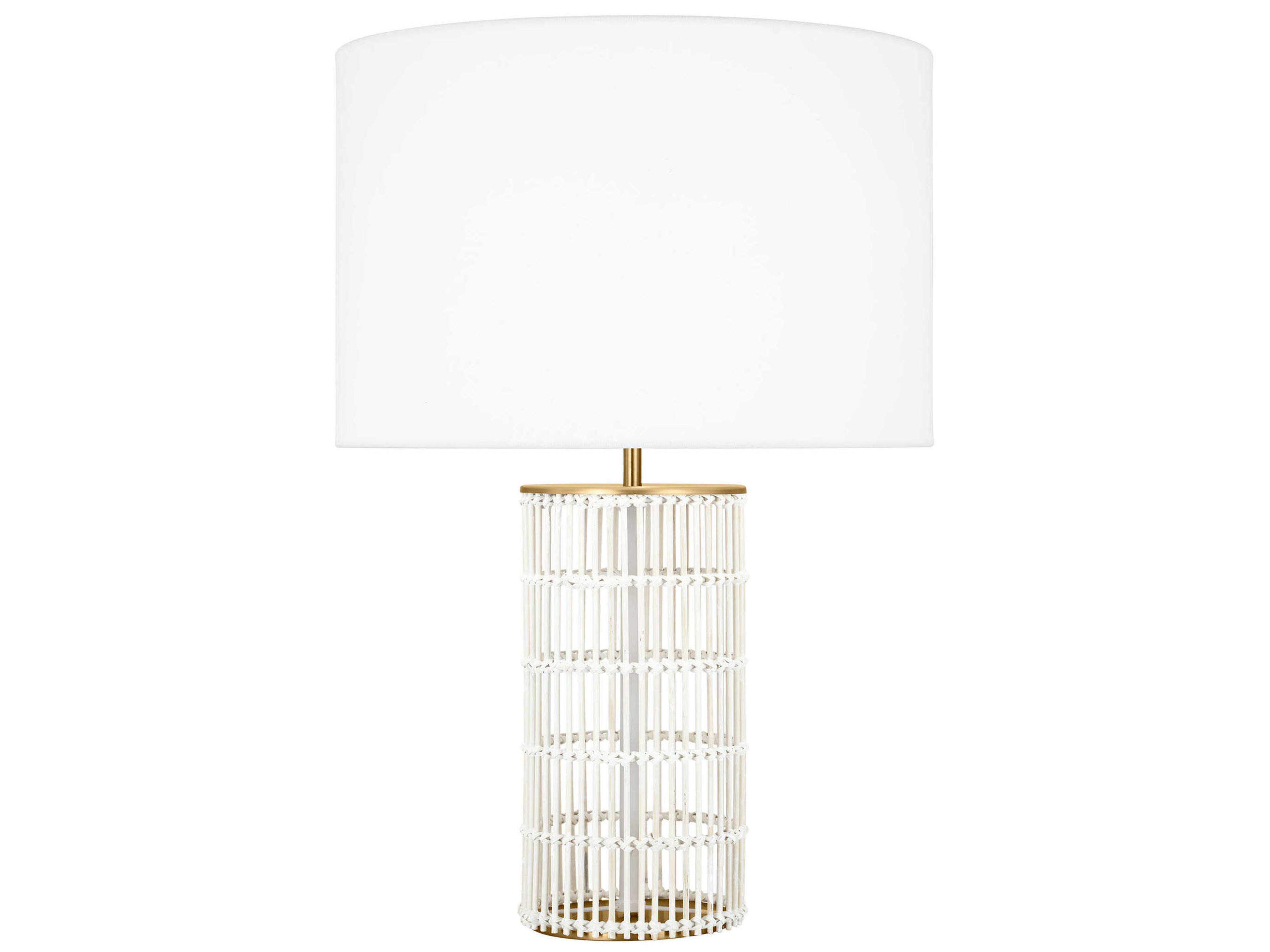 Elio Burnished Brass Table Lamp with White Linen Shade
