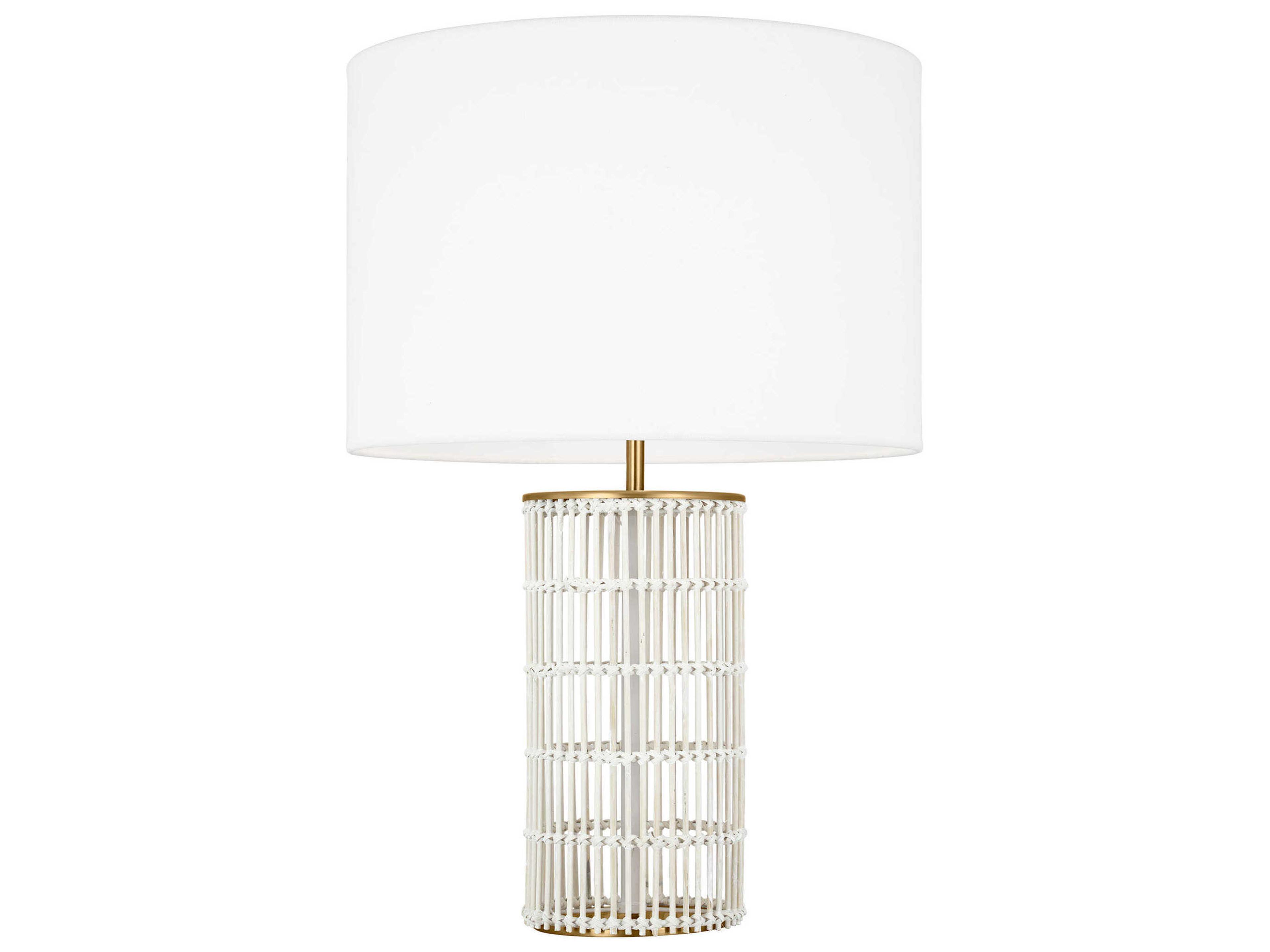 Visual Comfort Studio Elio Burnished Brass White Linen Fabric Buffet Lamp
