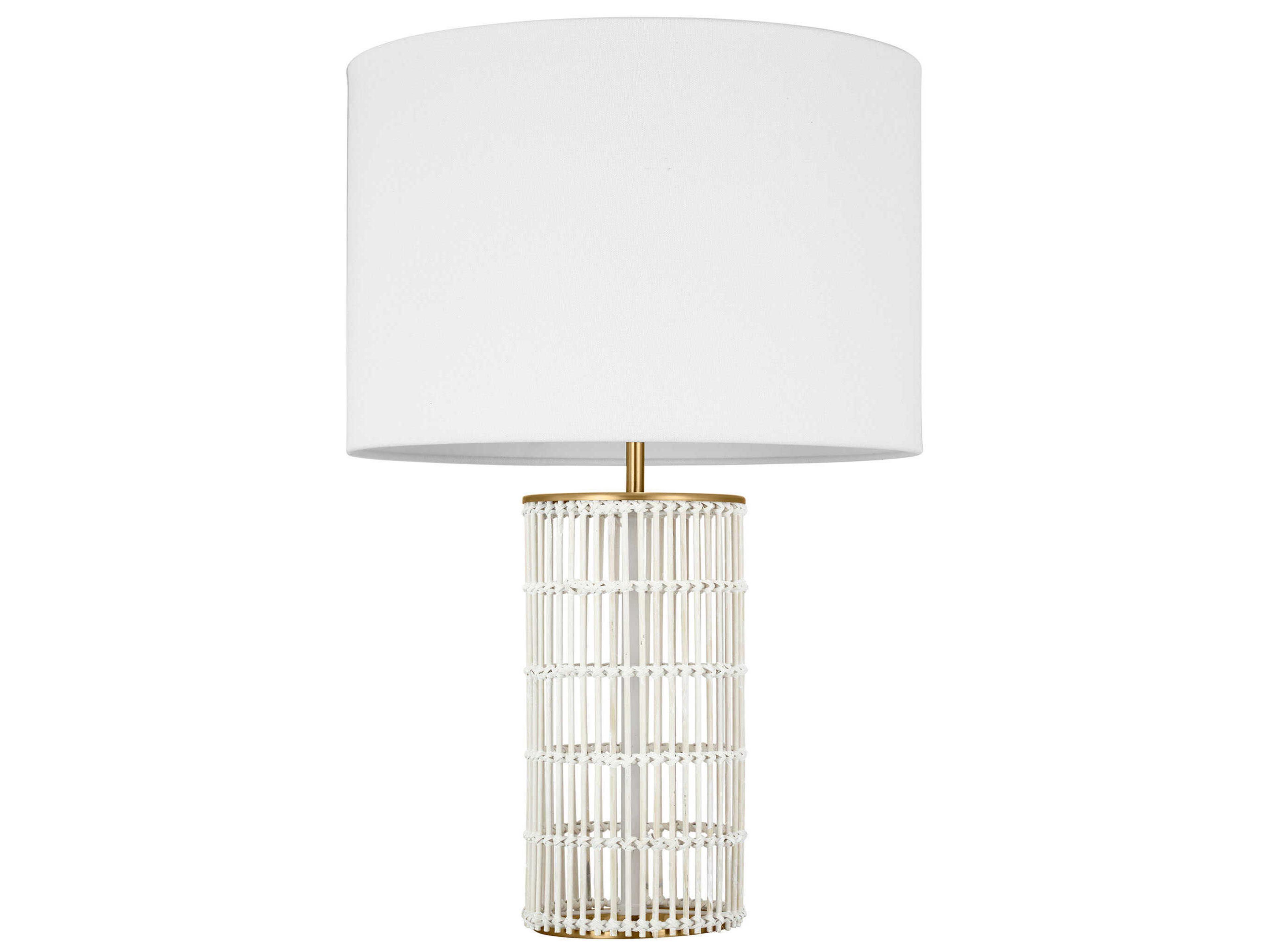 Visual Comfort Studio Elio Burnished Brass White Linen Fabric Buffet Lamp