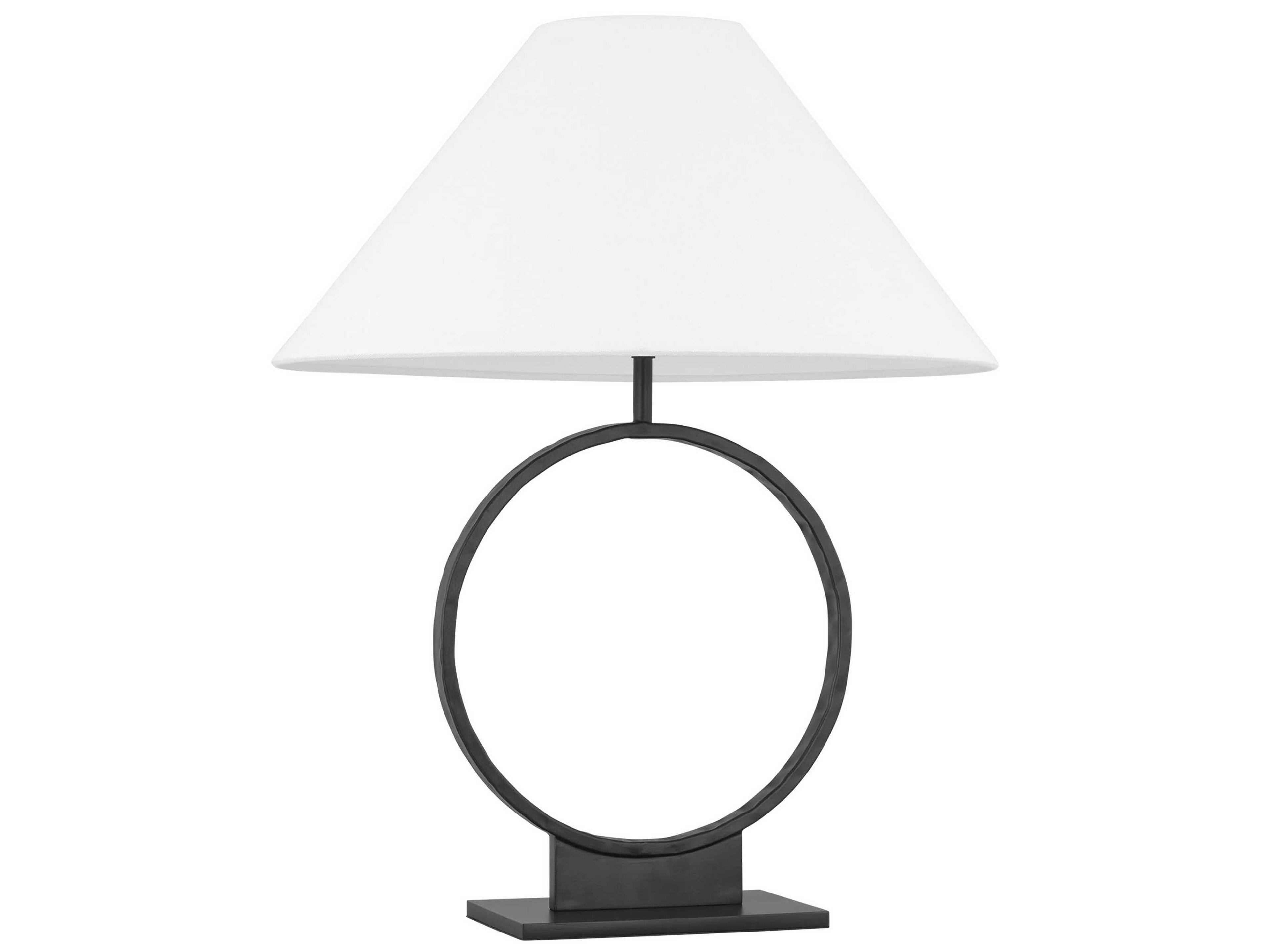 Visual Comfort Studio Orion Aged Iron White Linen Fabric Black Table Lamp