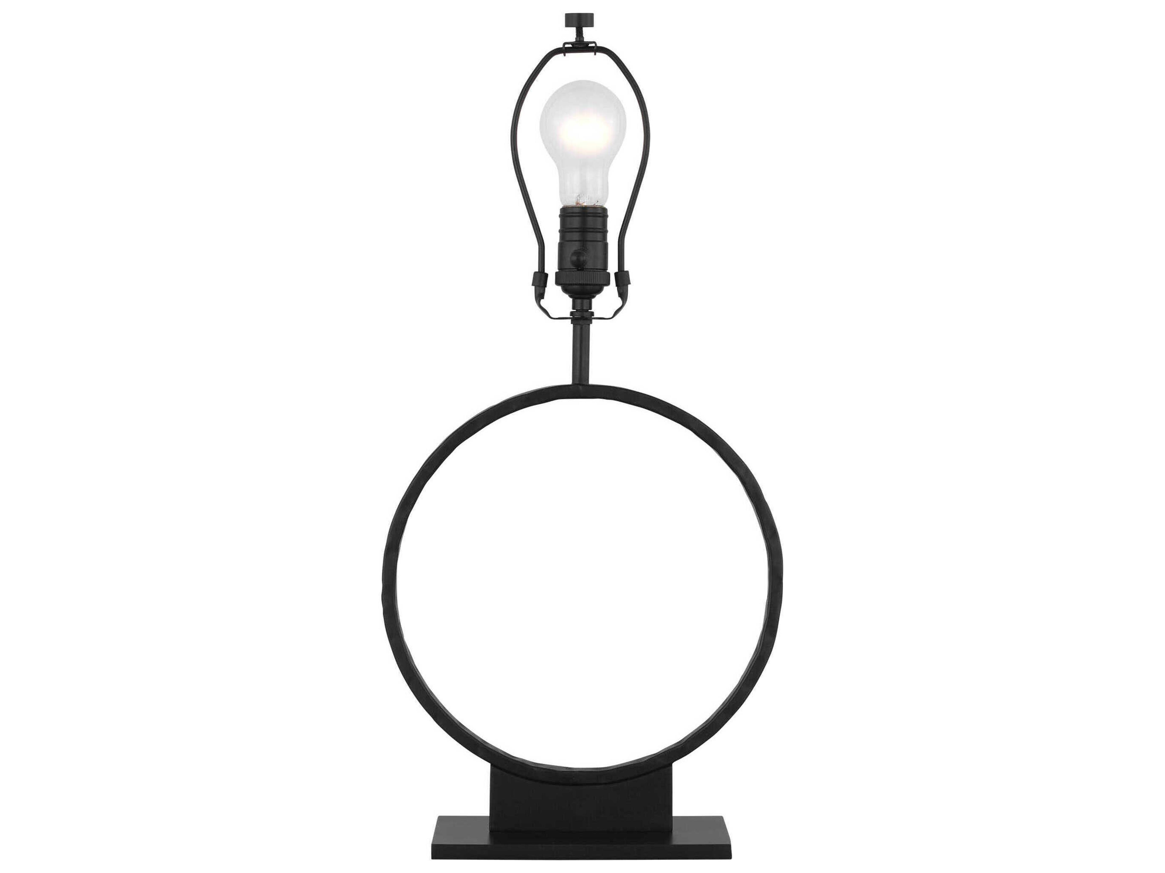 Visual Comfort Studio Orion Aged Iron White Linen Fabric Black Table Lamp