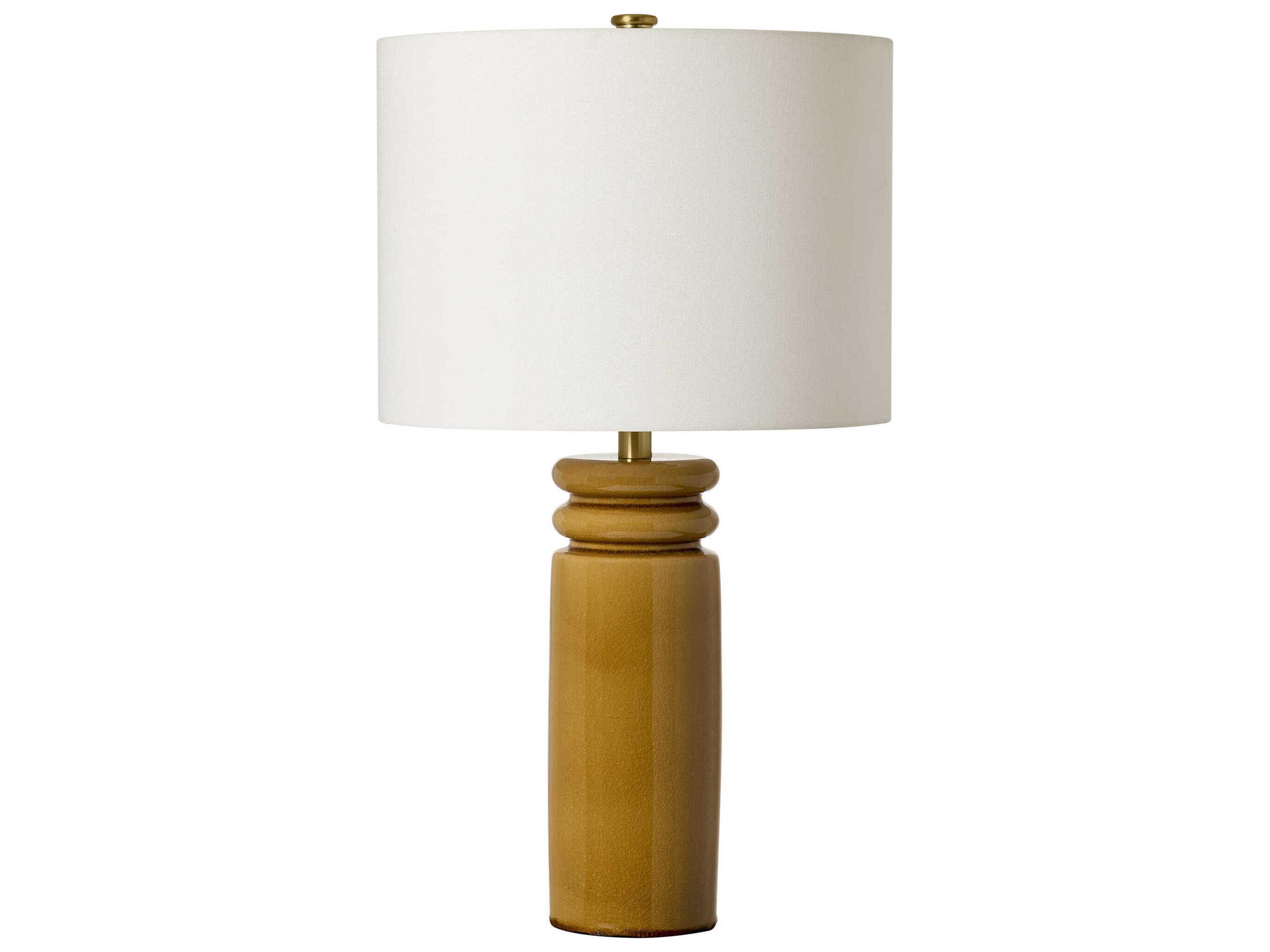 Visual Comfort Studio Feikudo Cracked Honey White Linen Fabric Brown Buffet Lamp