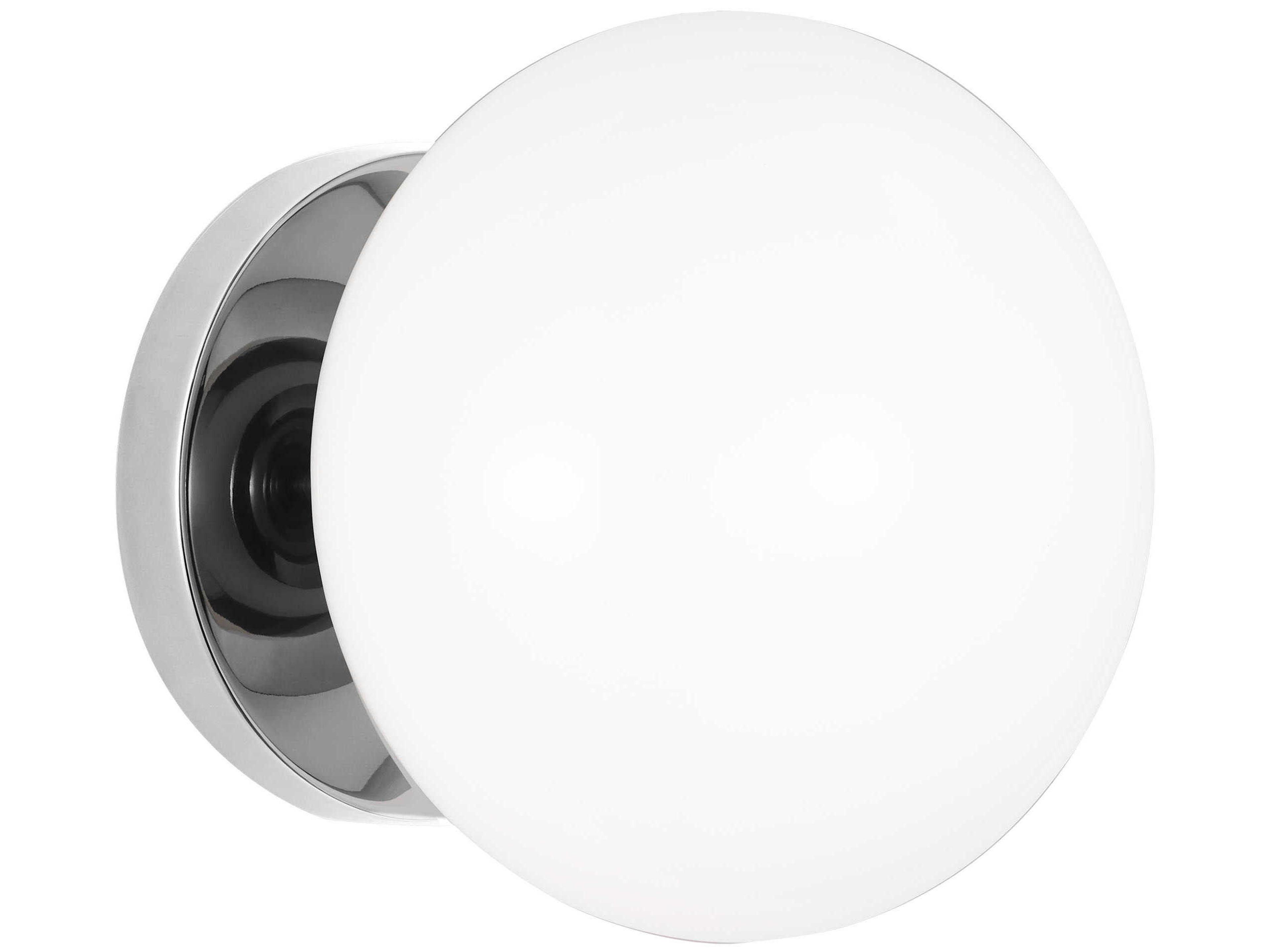 Lune 1 Light Wall Sconce Chrome Milk Glass
