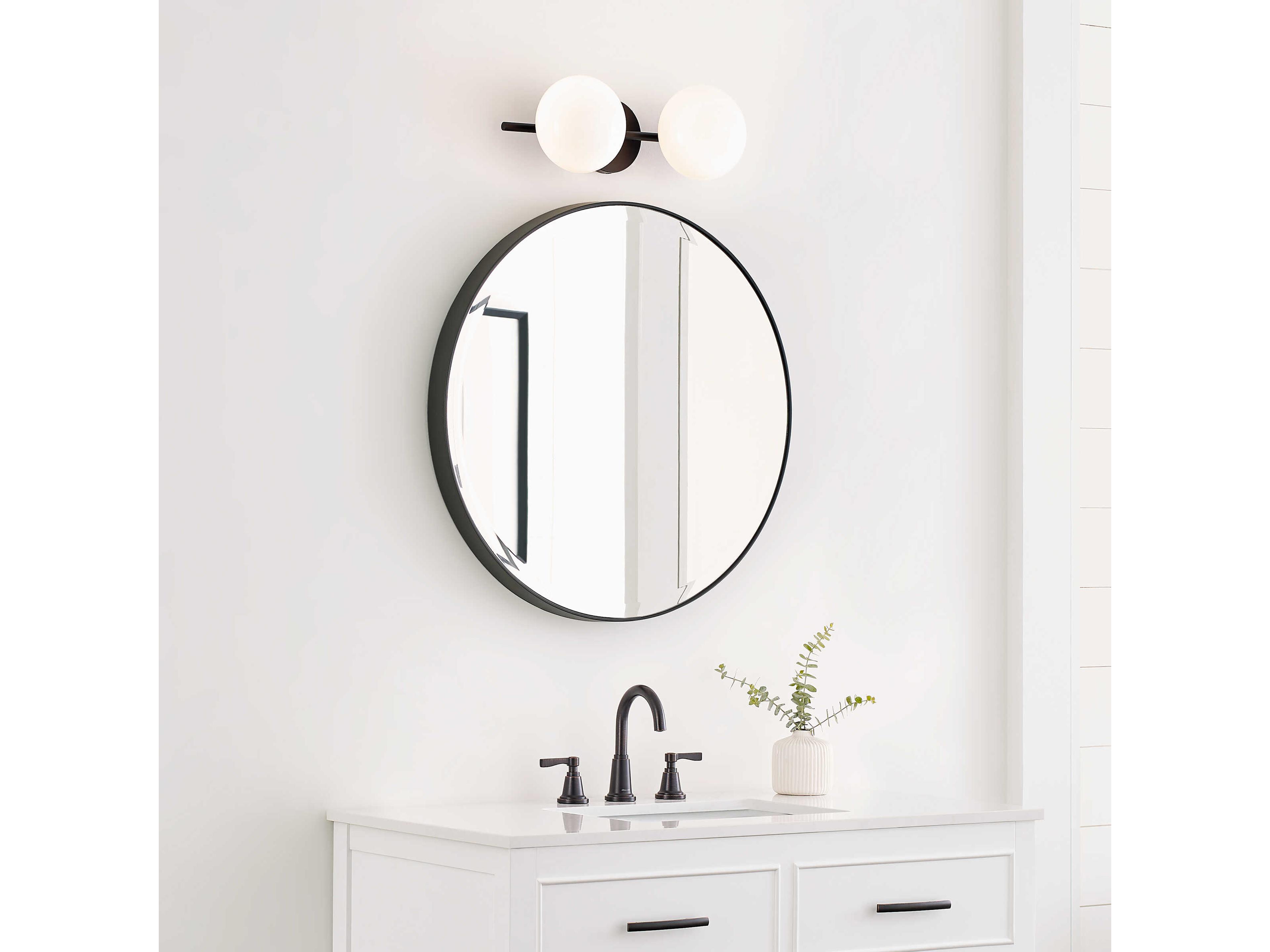 Visual Comfort Studio Lune 2-Light Aged Iron Black Vanity Light