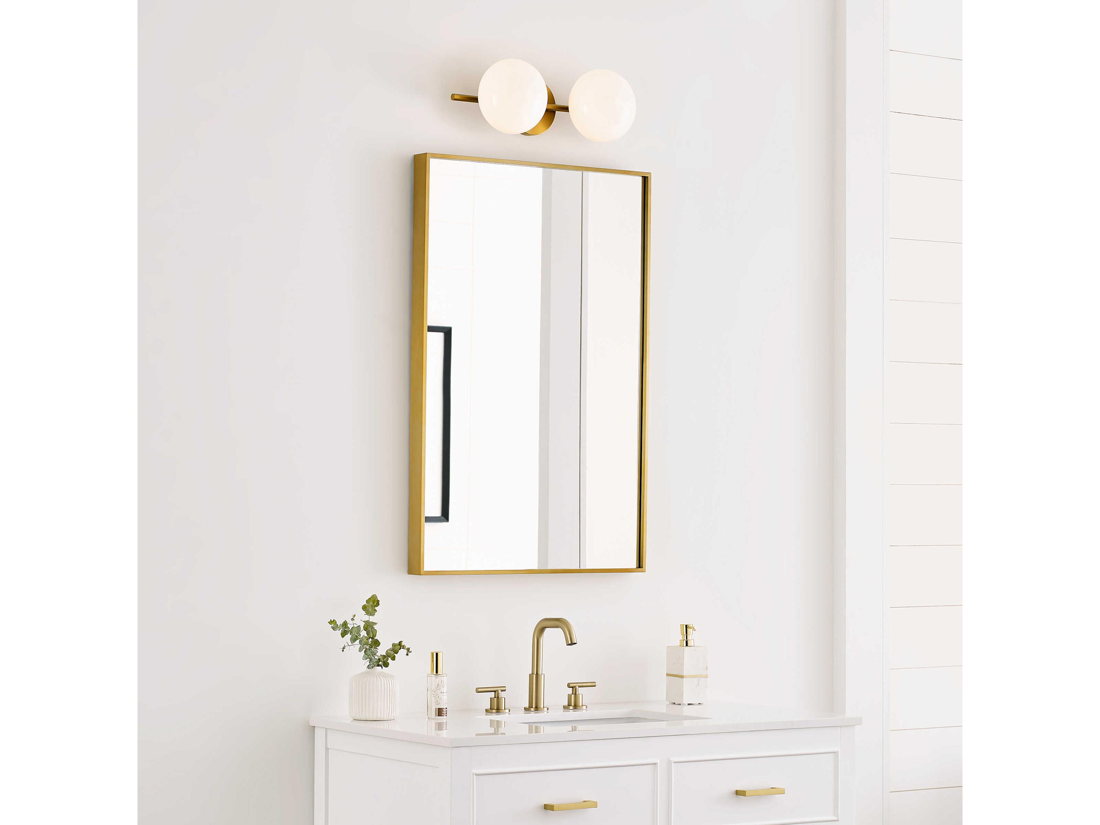 Visual Comfort Studio Lune 2-Light Burnished Brass Vanity Light