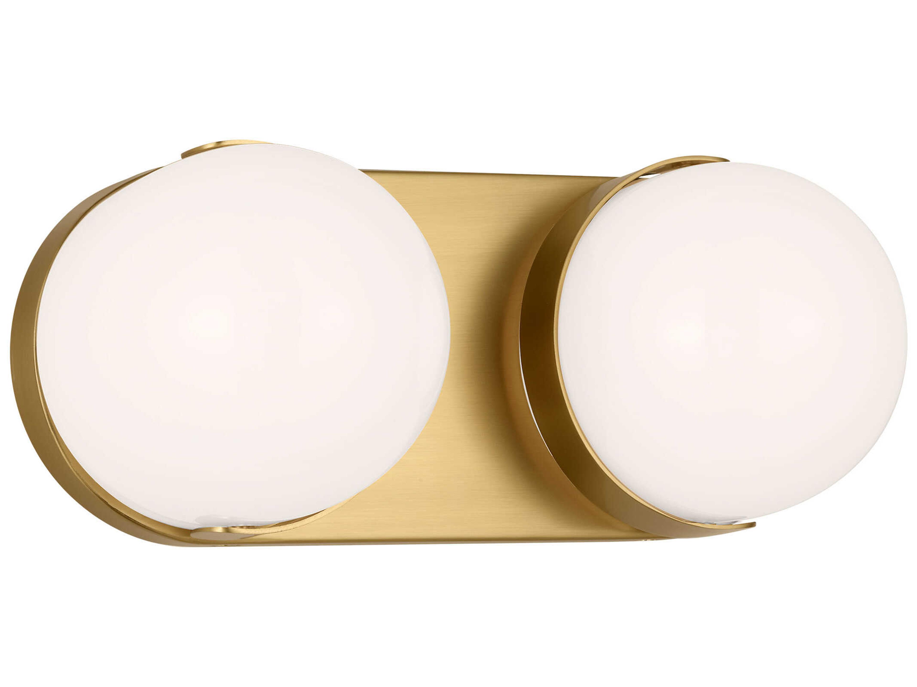 LED Bathroom Vanity Light Syrie Burnished Brass Milk Glass