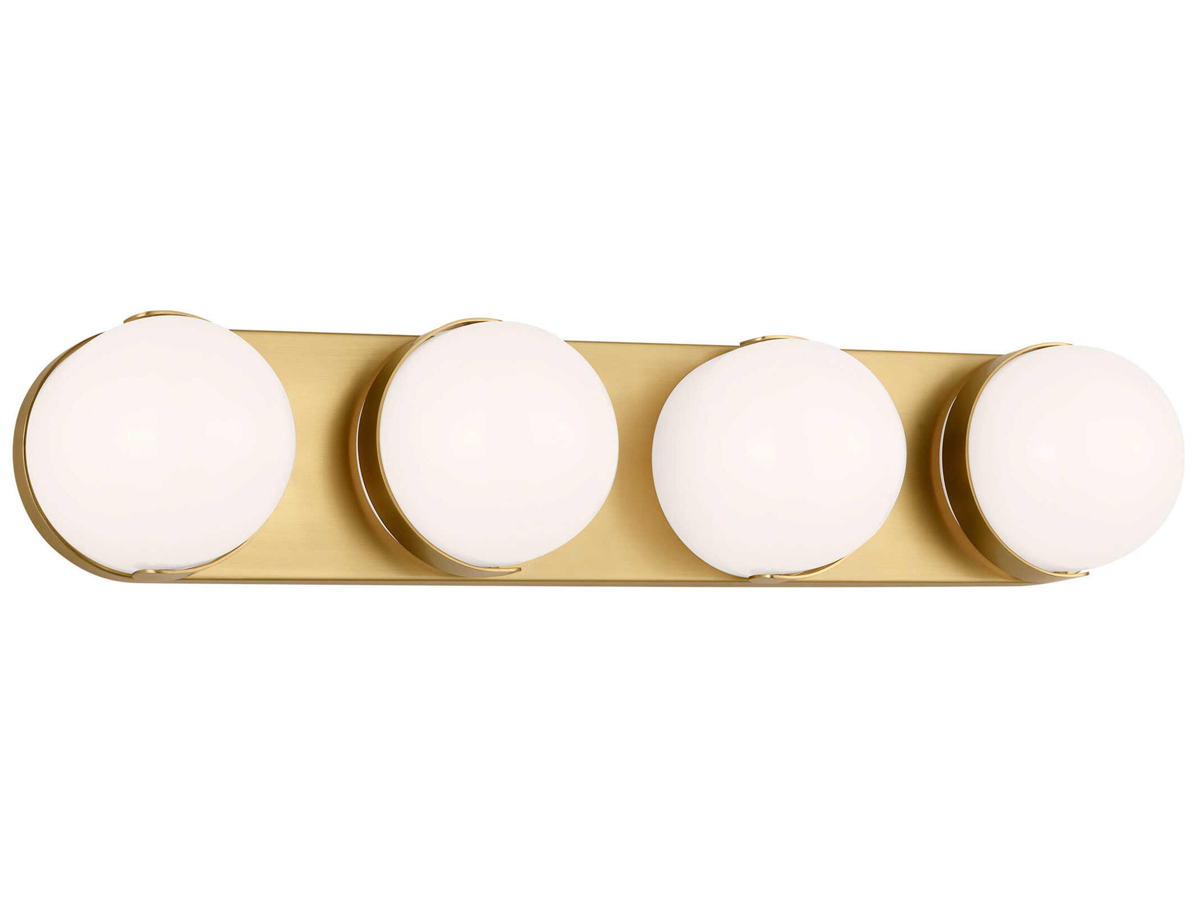 Syrie 4 Light LED Vanity Light Burnished Brass Milk Glass