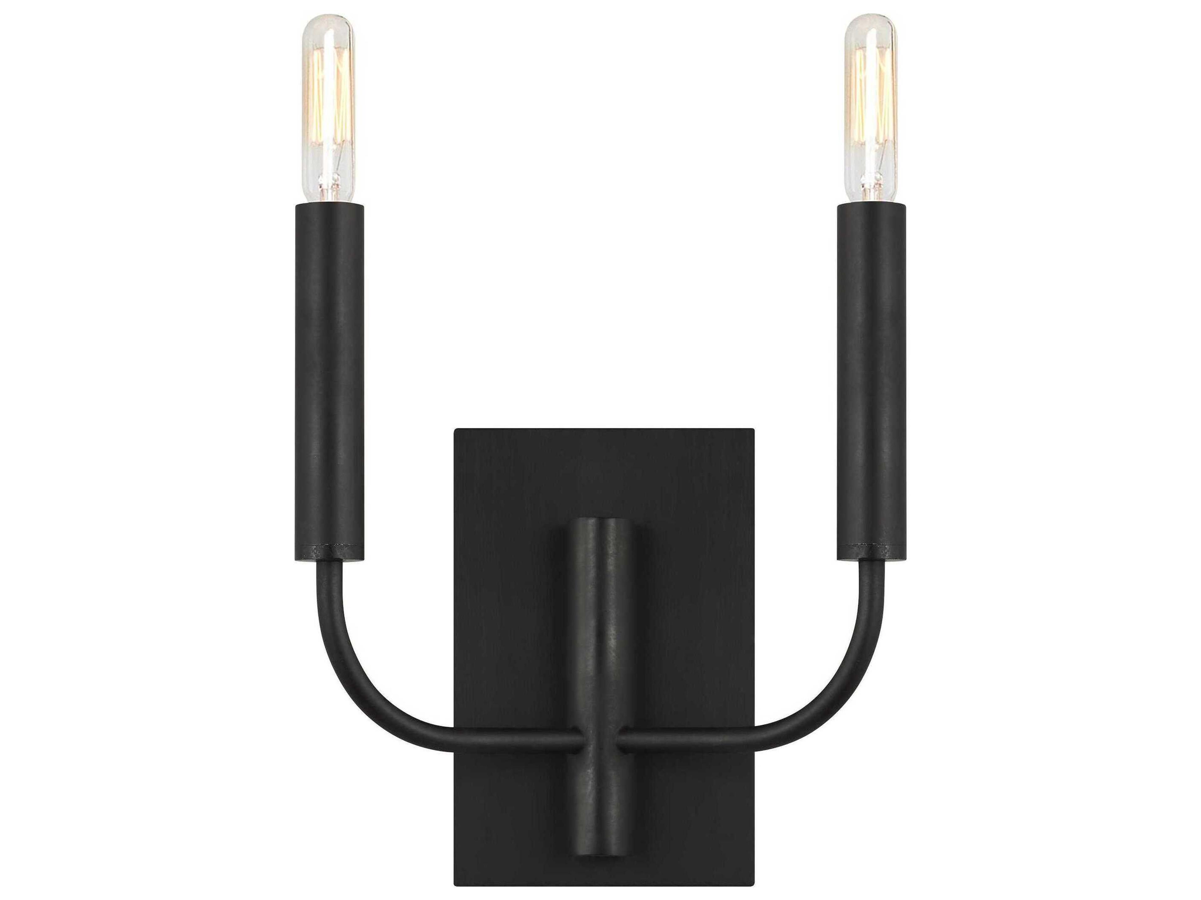 Brianna 2 Light Wall Sconce Aged Iron White Linen