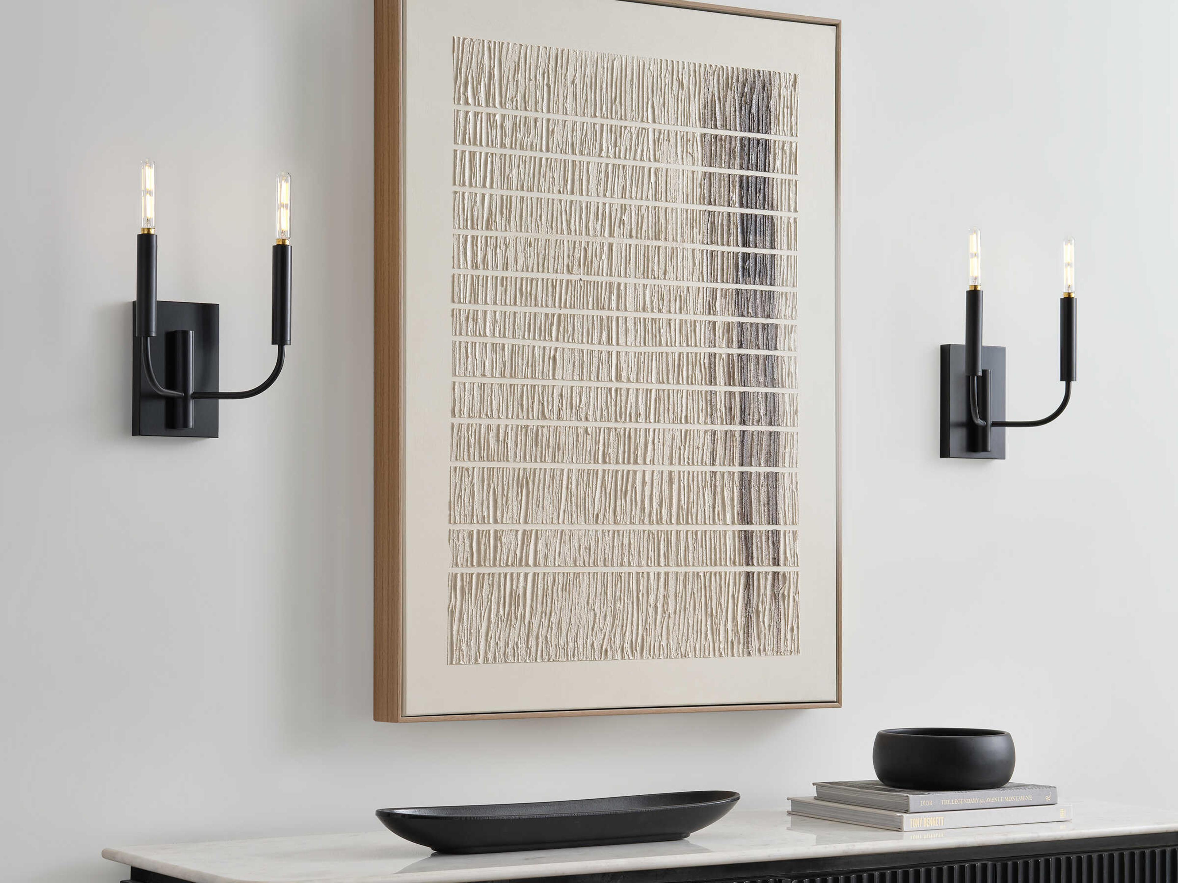 Visual Comfort Studio Brianna 2-Light Aged Iron Black Wall Sconce