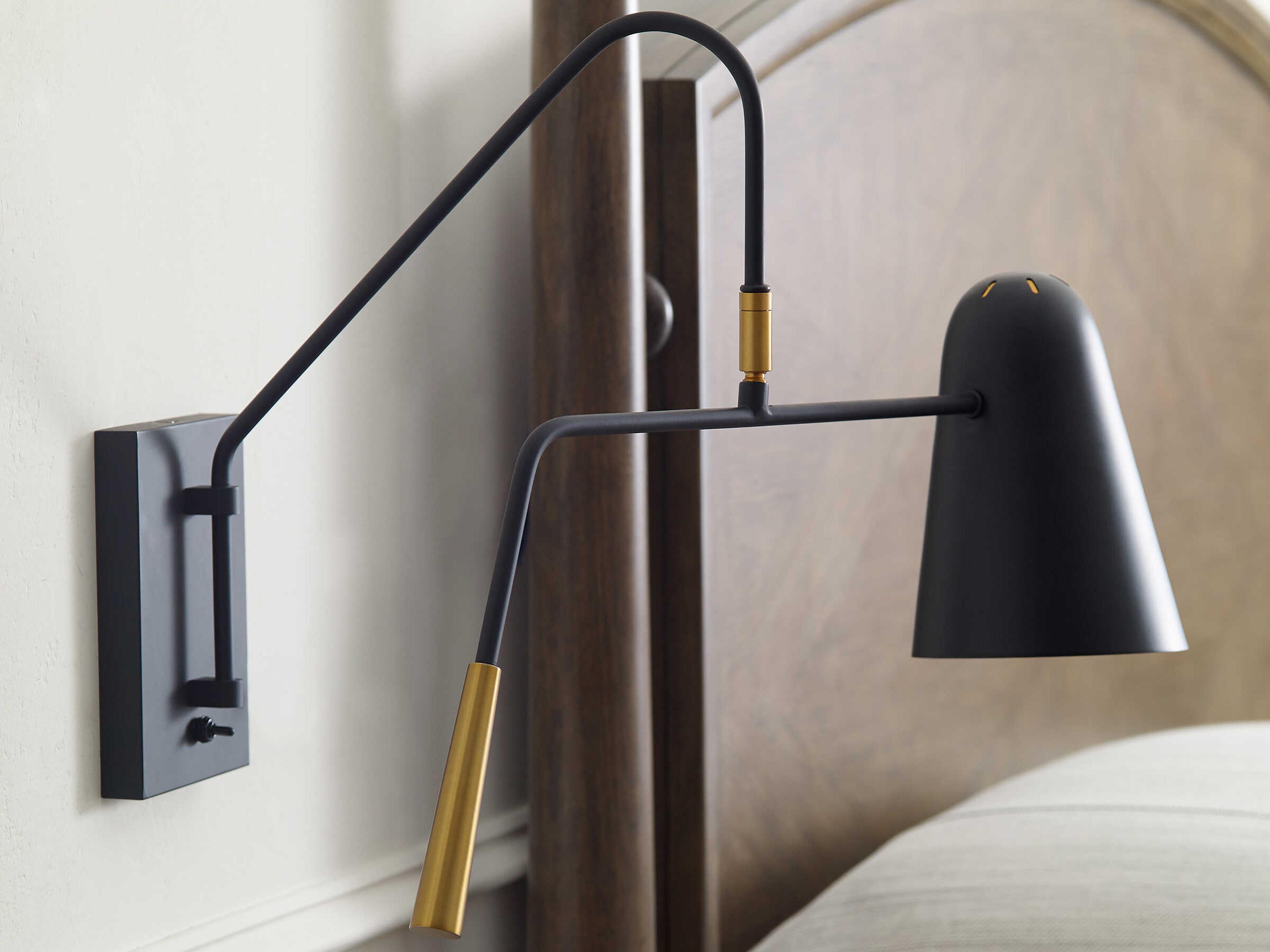 Visual Comfort Studio Simon 1-Light Midnight Black Swing Wall Sconce