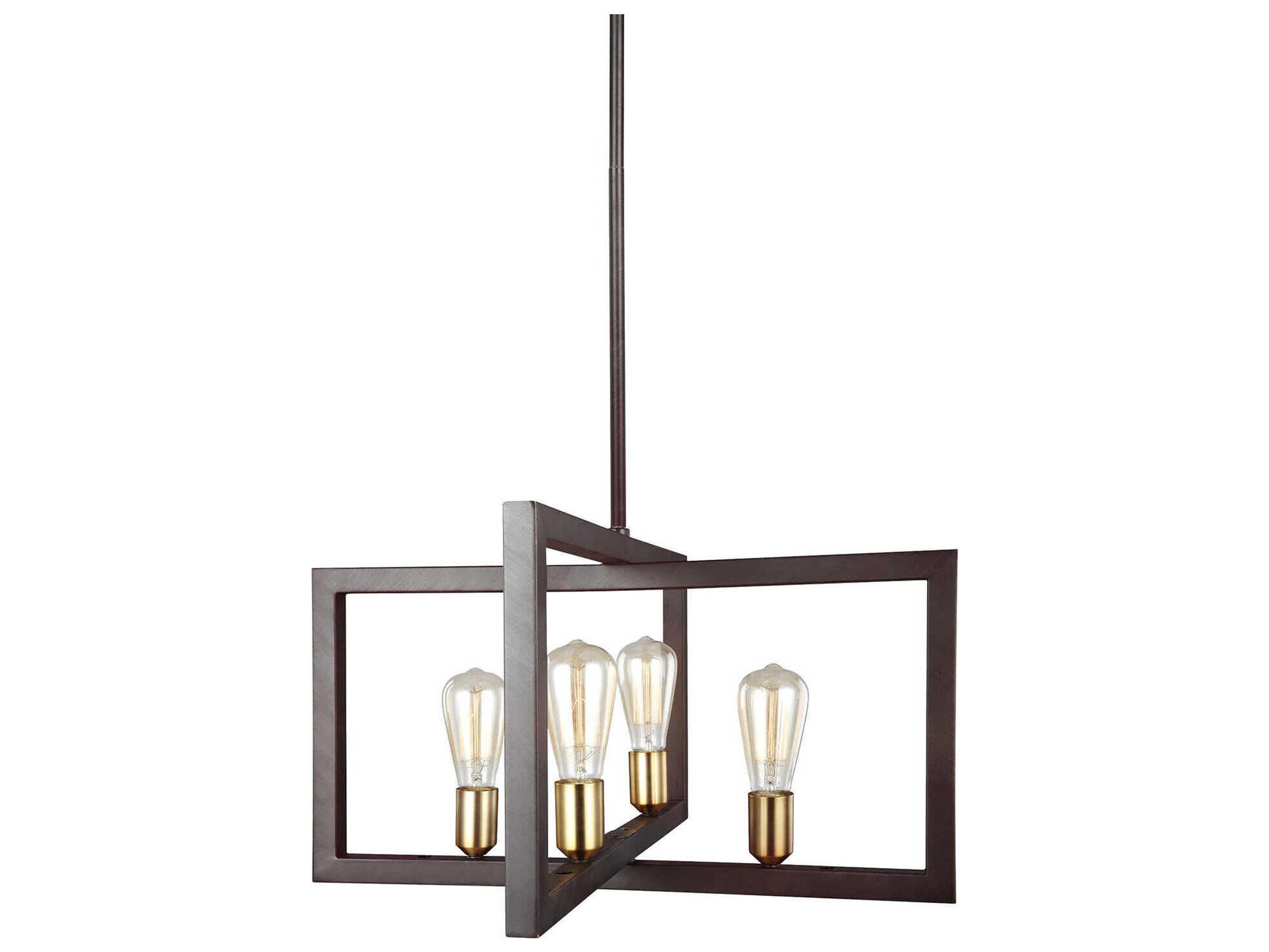 Finnegan 4 Light Geometric Chandelier New World Bronze