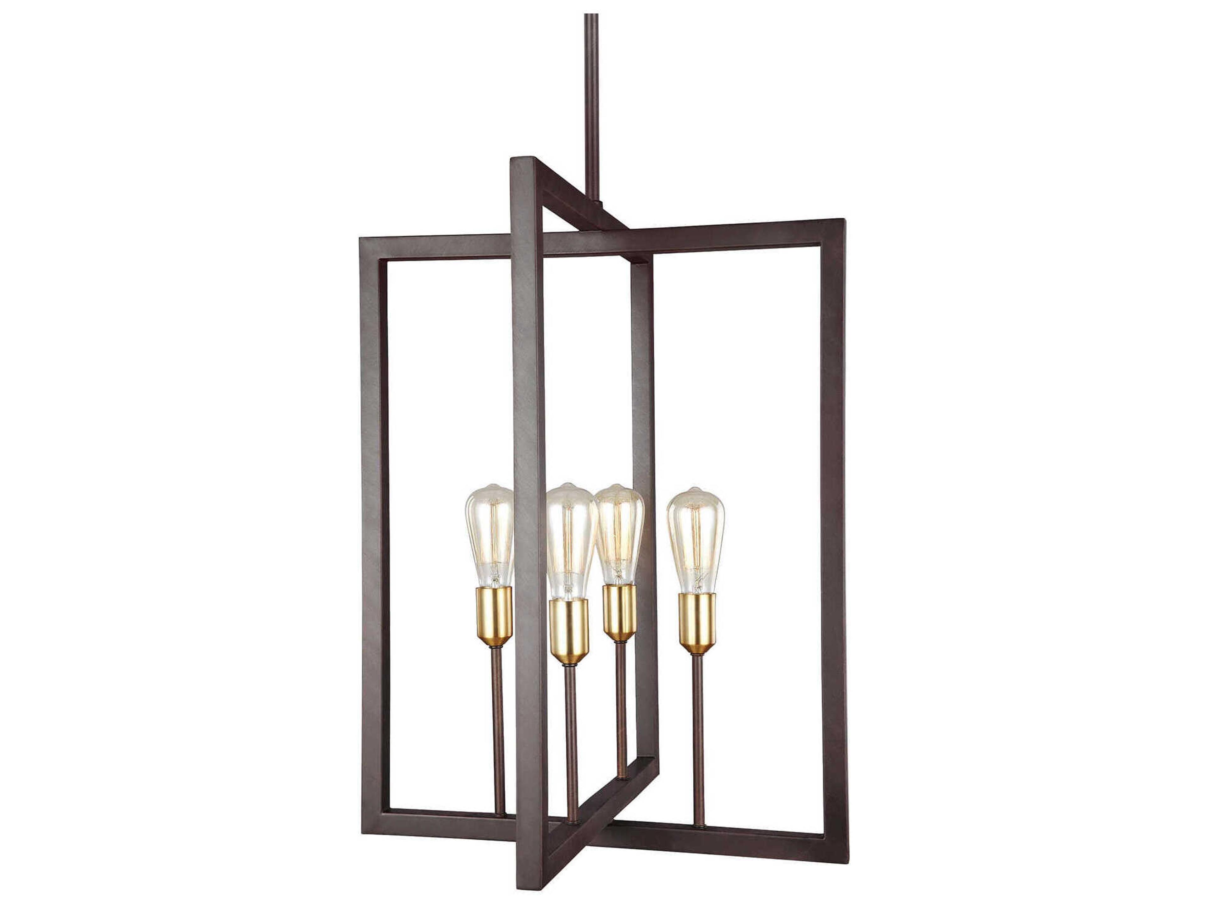 Finnegan 4 Light Square Chandelier in New World Bronze