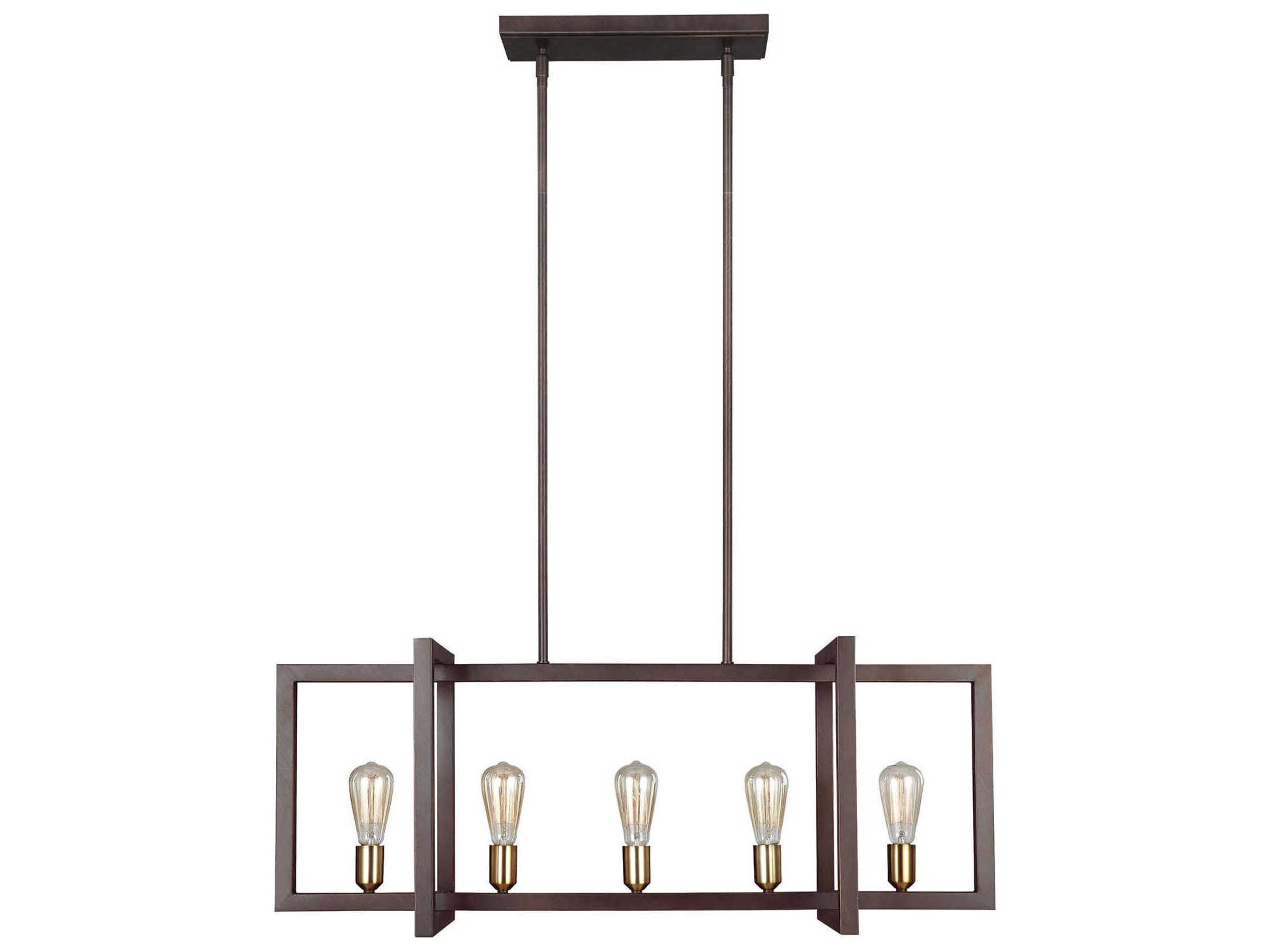 Finnegan 5-Light Linear Island Chandelier in New World Bronze