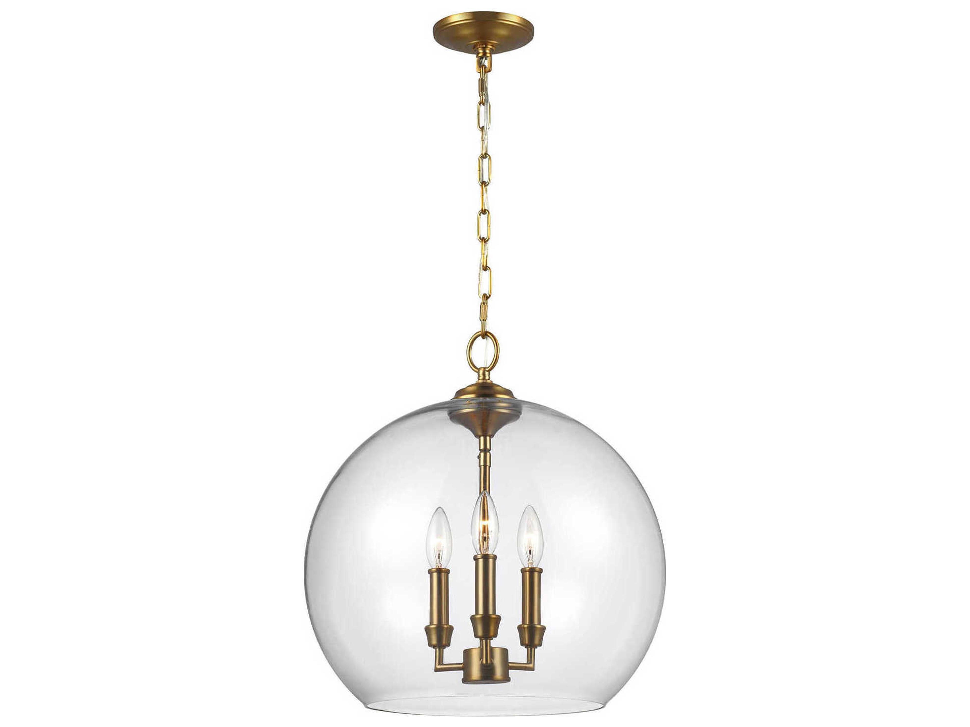 Lawler 3 Light Orb Pendant Clear Glass Burnished Brass