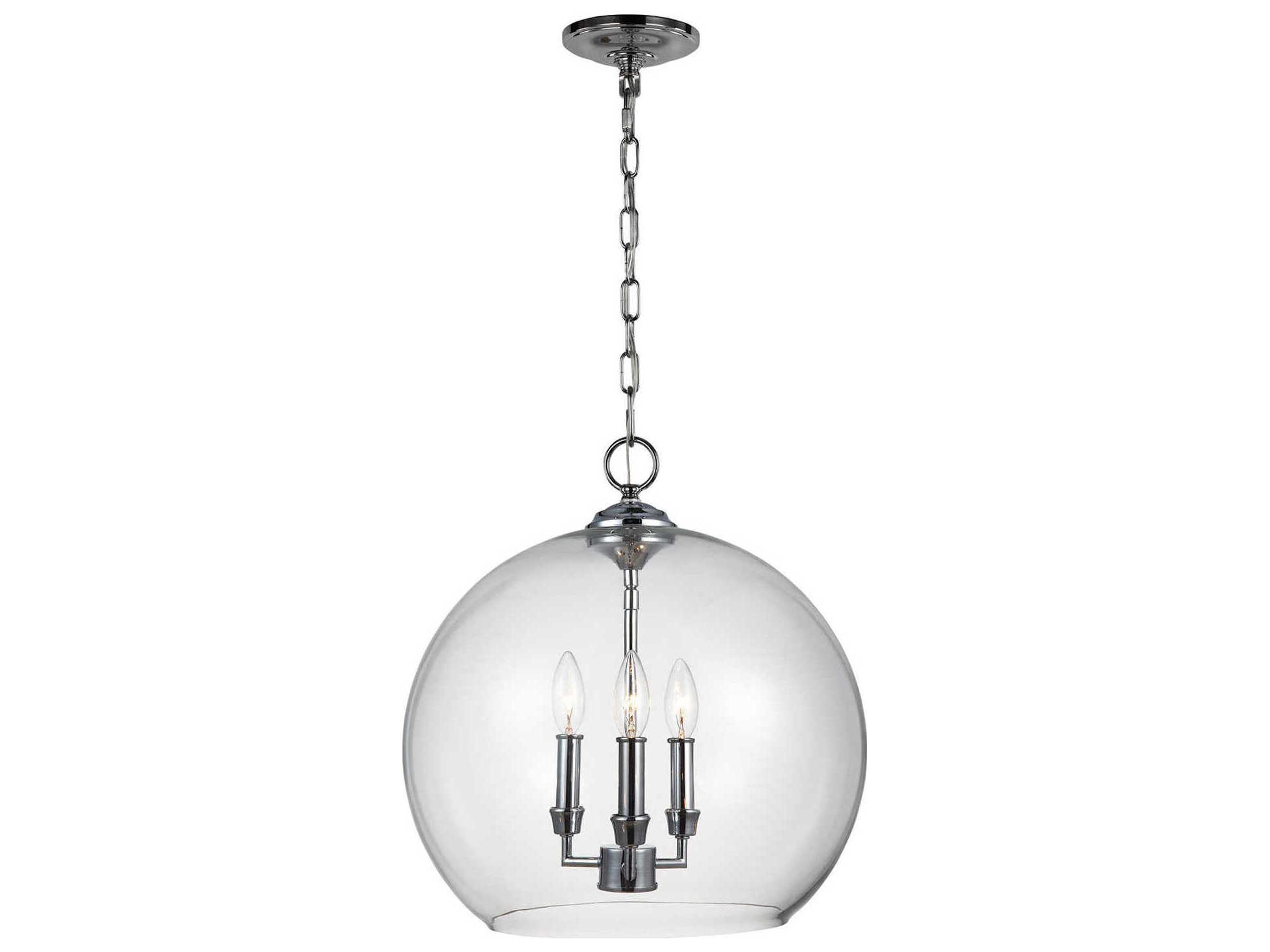 Lawler 3-Light Orb Pendant Chrome Clear Glass