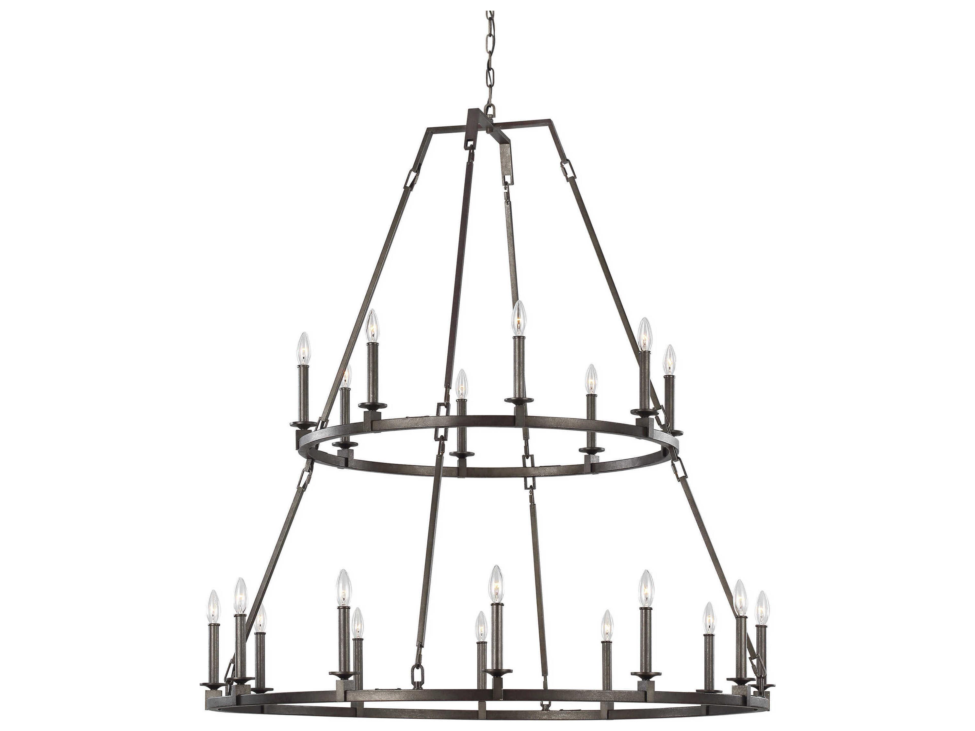 Visual Comfort Studio Landen 20-Light Smith Steel Candelabra Chandelier