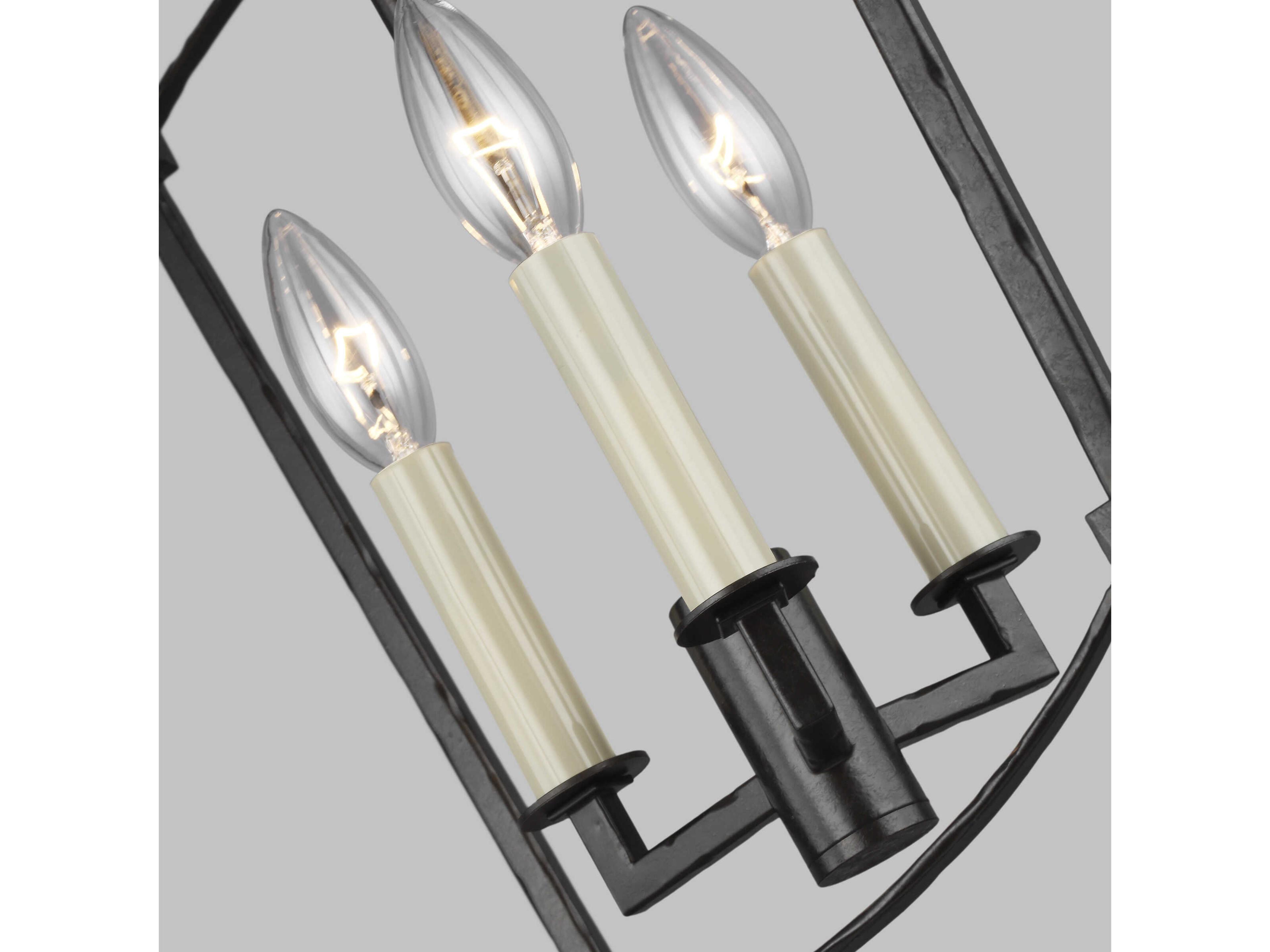 Visual Comfort Studio Thayer 3-Light Smith Steel Candelabra Lantern Chandelier