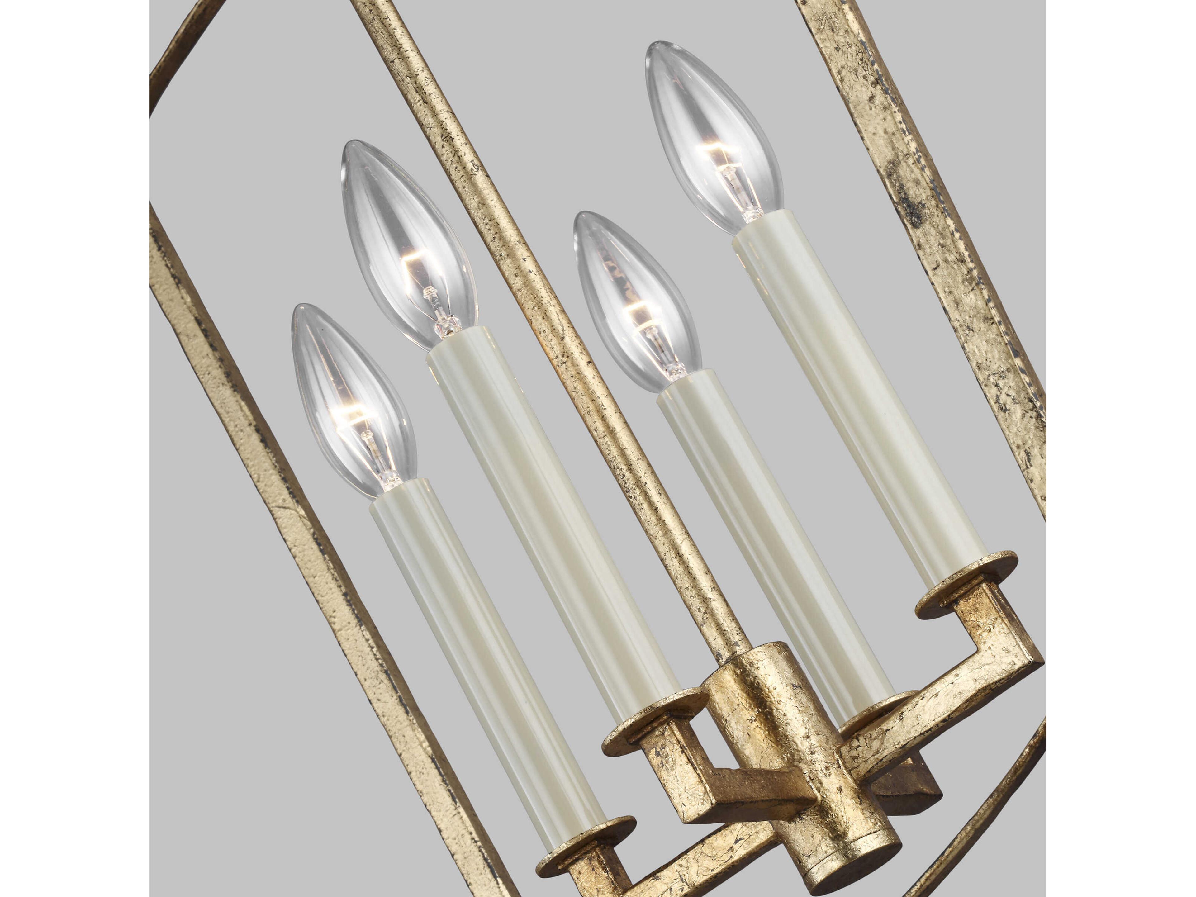 Visual Comfort Studio Thayer 4-Light Antique Gild Gold Candelabra Lantern Chandelier