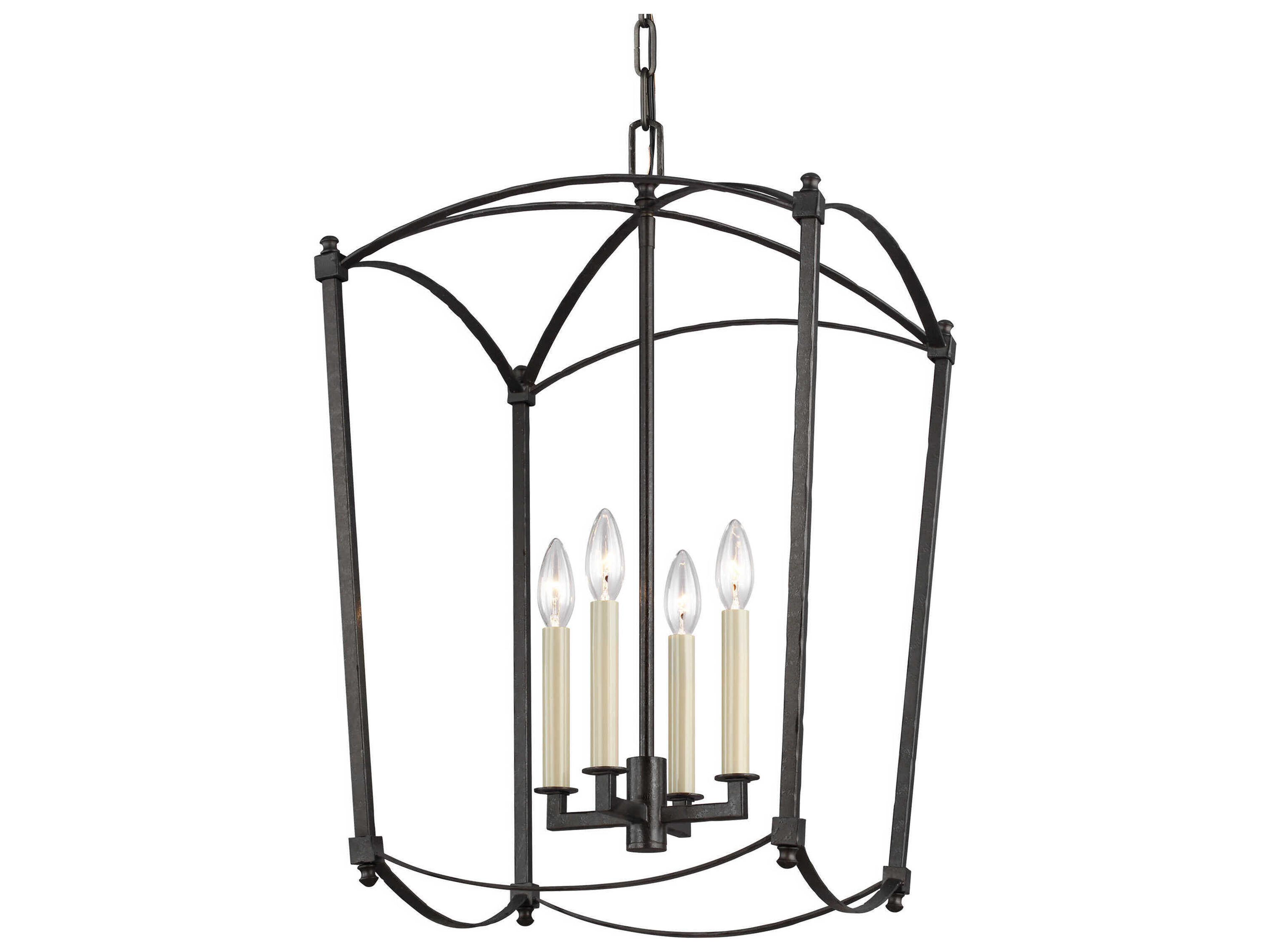 Visual Comfort Studio Thayer 4-Light Smith Steel Candelabra Lantern Chandelier