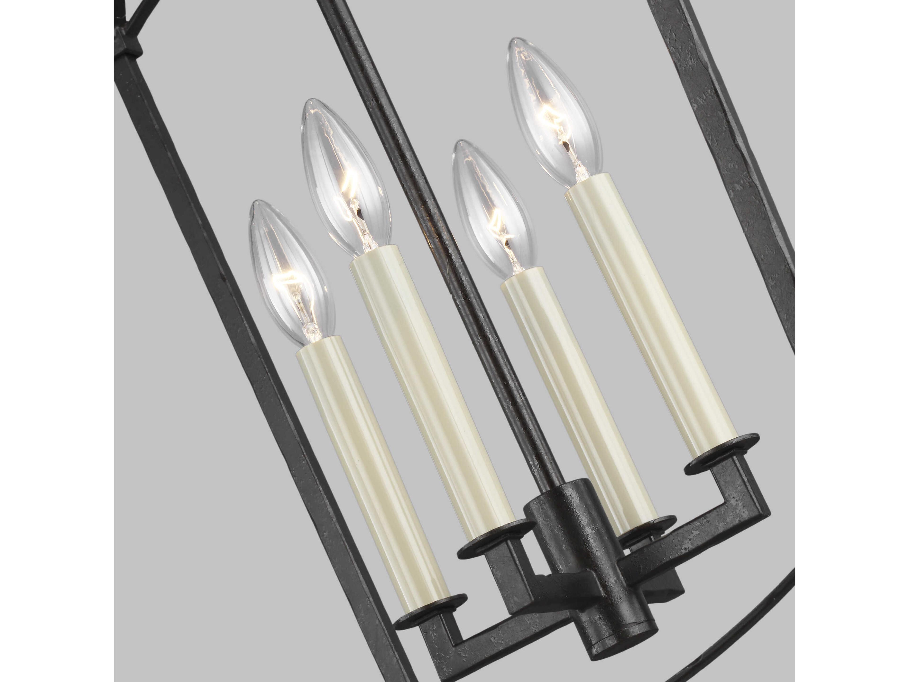Visual Comfort Studio Thayer 4-Light Smith Steel Candelabra Lantern Chandelier