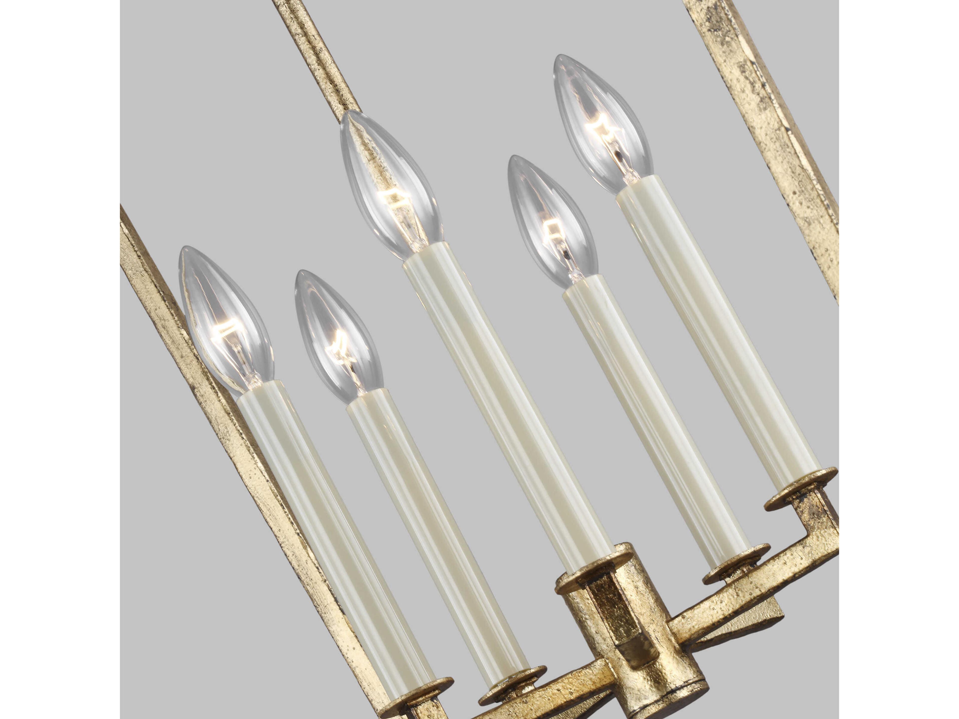 Visual Comfort Studio Thayer 5-Light Antique Gild Gold Candelabra Lantern Chandelier