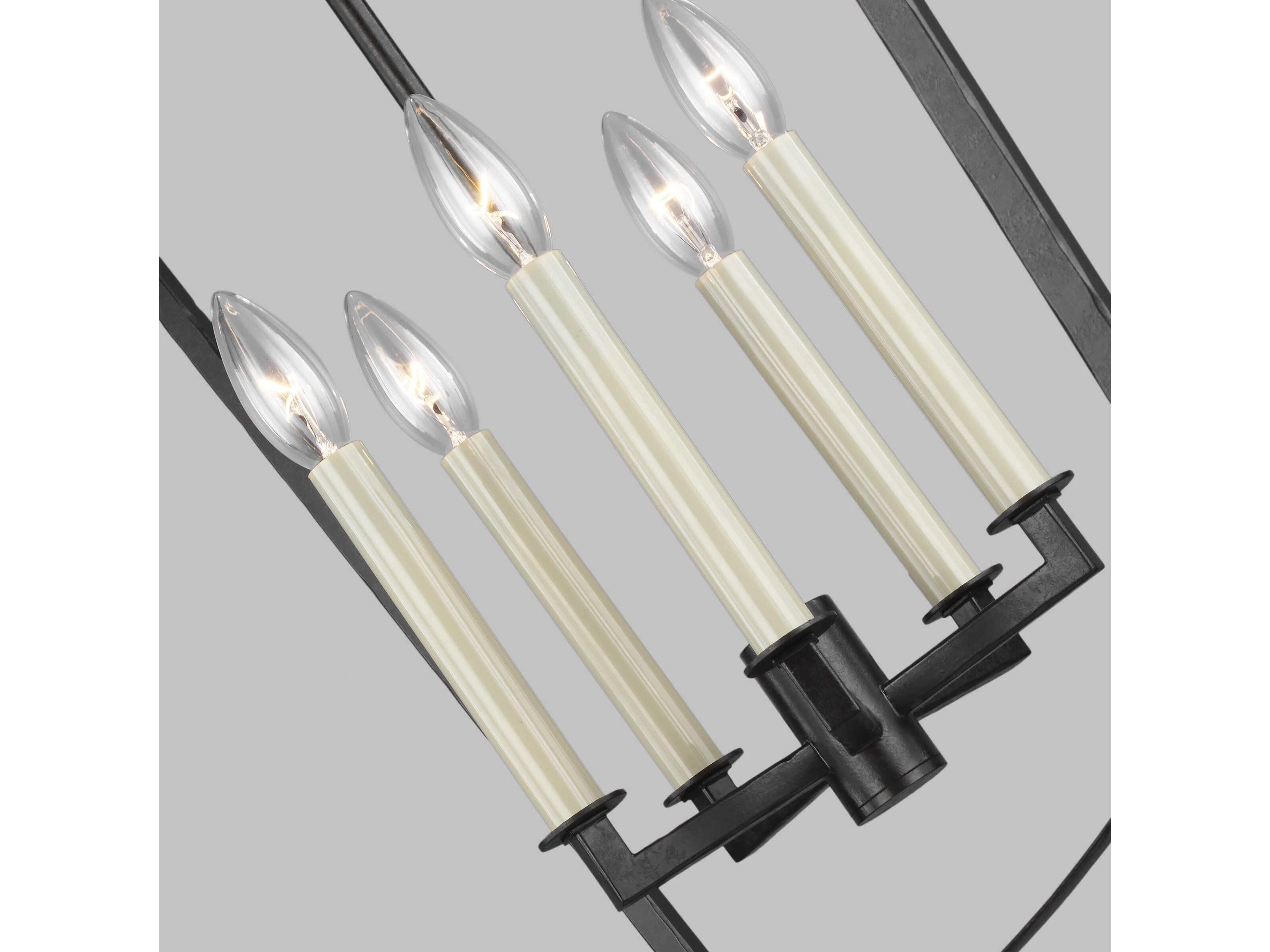Visual Comfort Studio Thayer 5-Light Smith Steel Candelabra Lantern Chandelier
