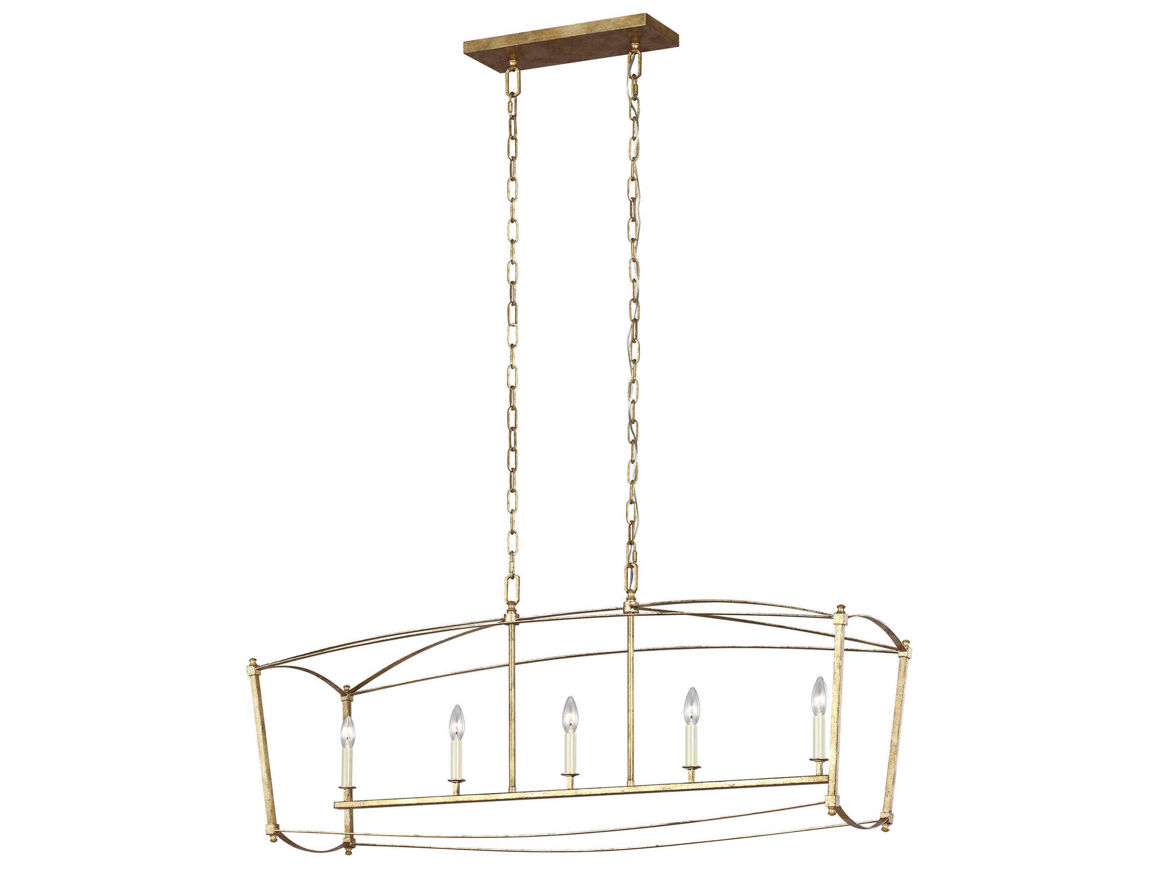 Thayer 5 Light Antique Gild Linear Chandelier