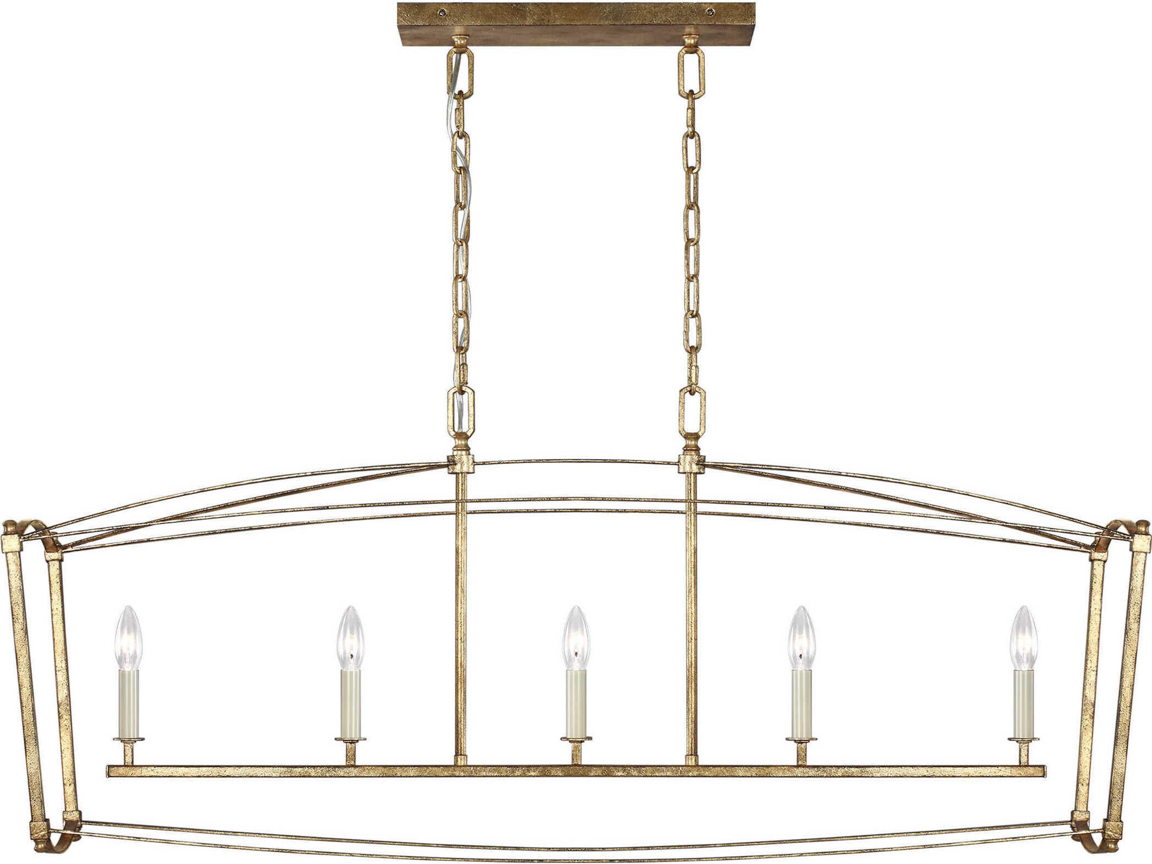 Visual Comfort Studio Thayer 5-Light Antique Gild Gold Linear Island Pendant