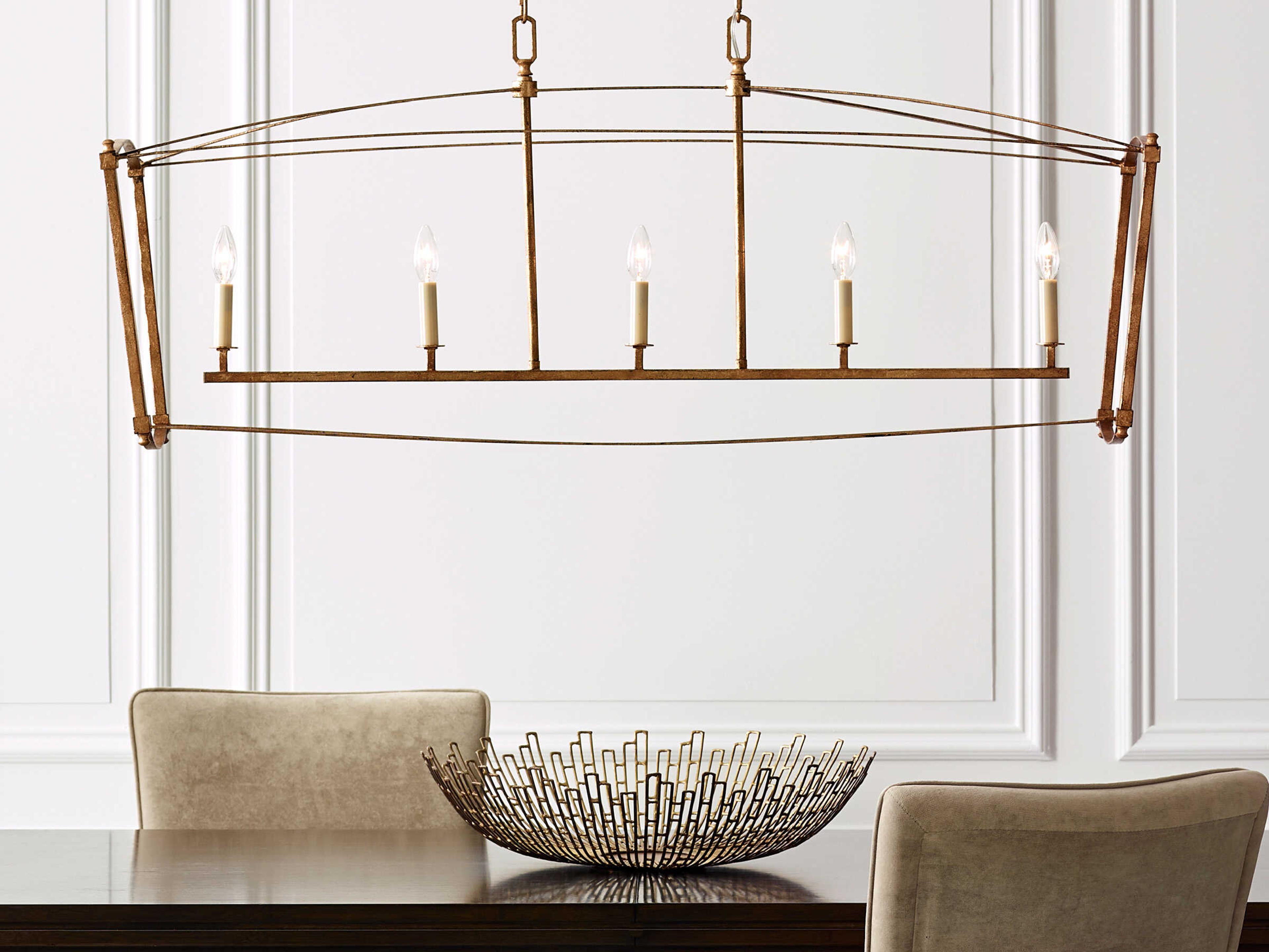 Visual Comfort Studio Thayer 5-Light Antique Gild Gold Linear Island Pendant