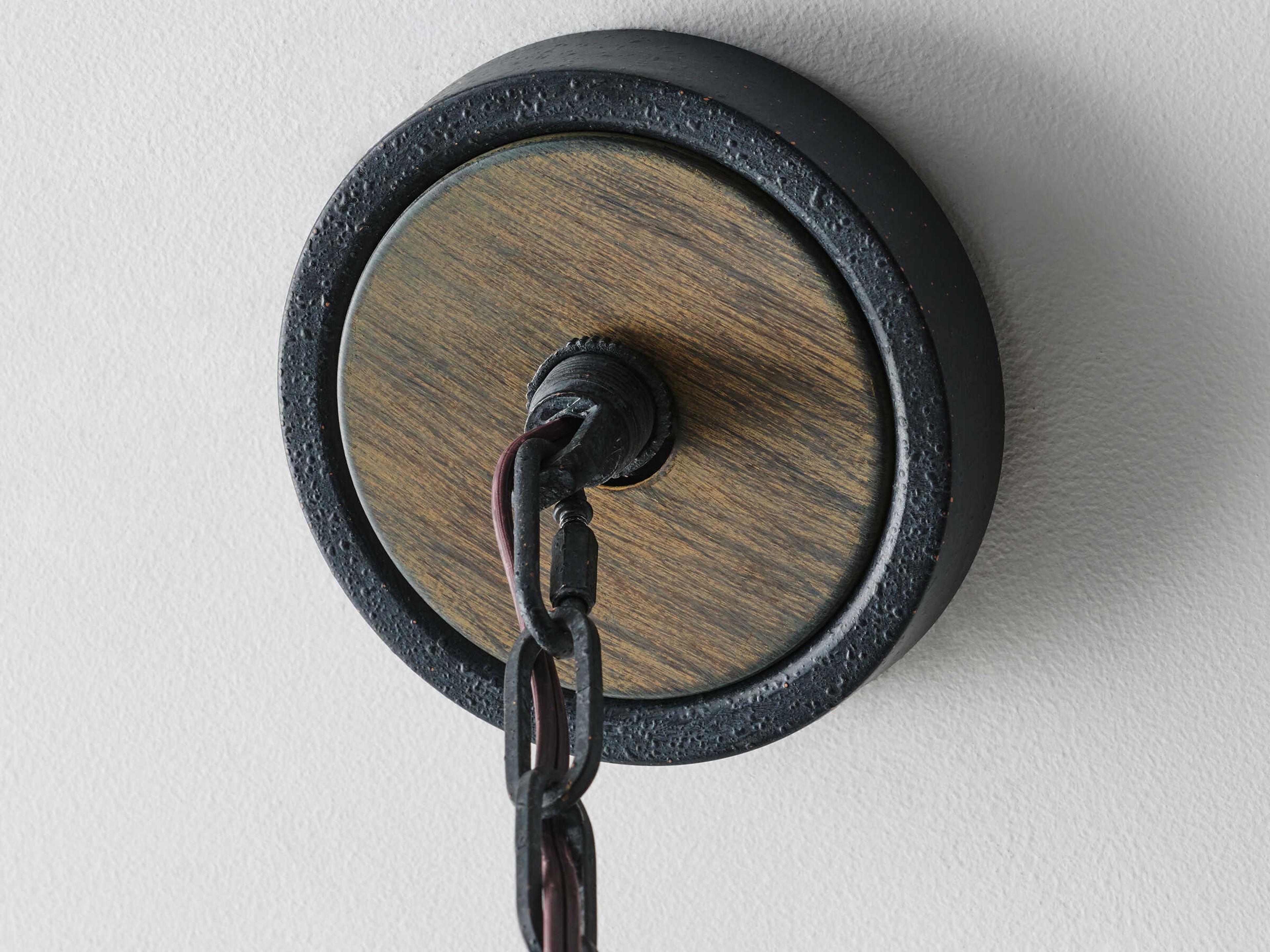 Visual Comfort Studio Avenir 20-Light Weathered Oak Wood Antique Forged Iron Gray Chandelier