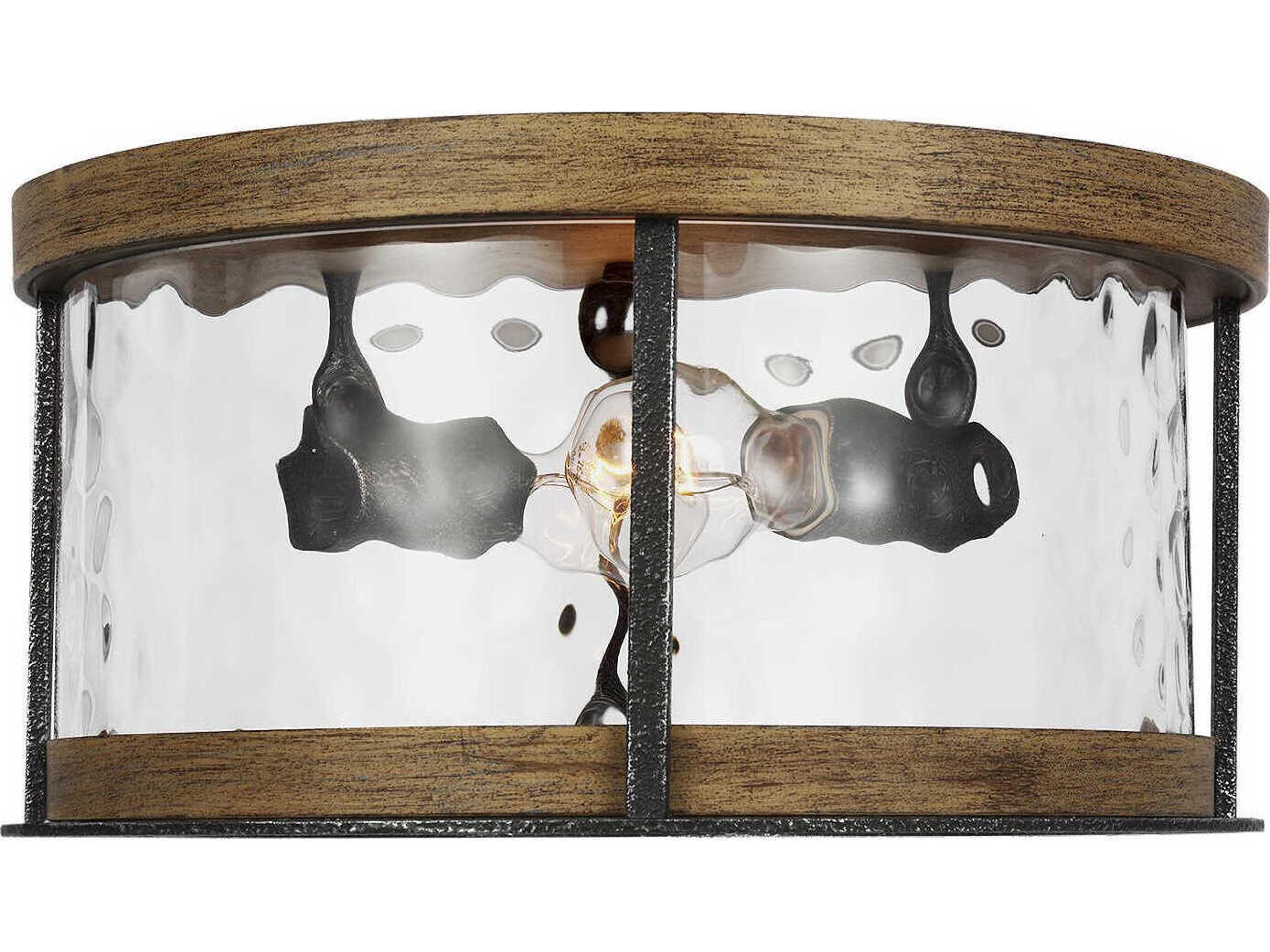 2 Light Flush Mount Angelo Distressed Weathered Oak