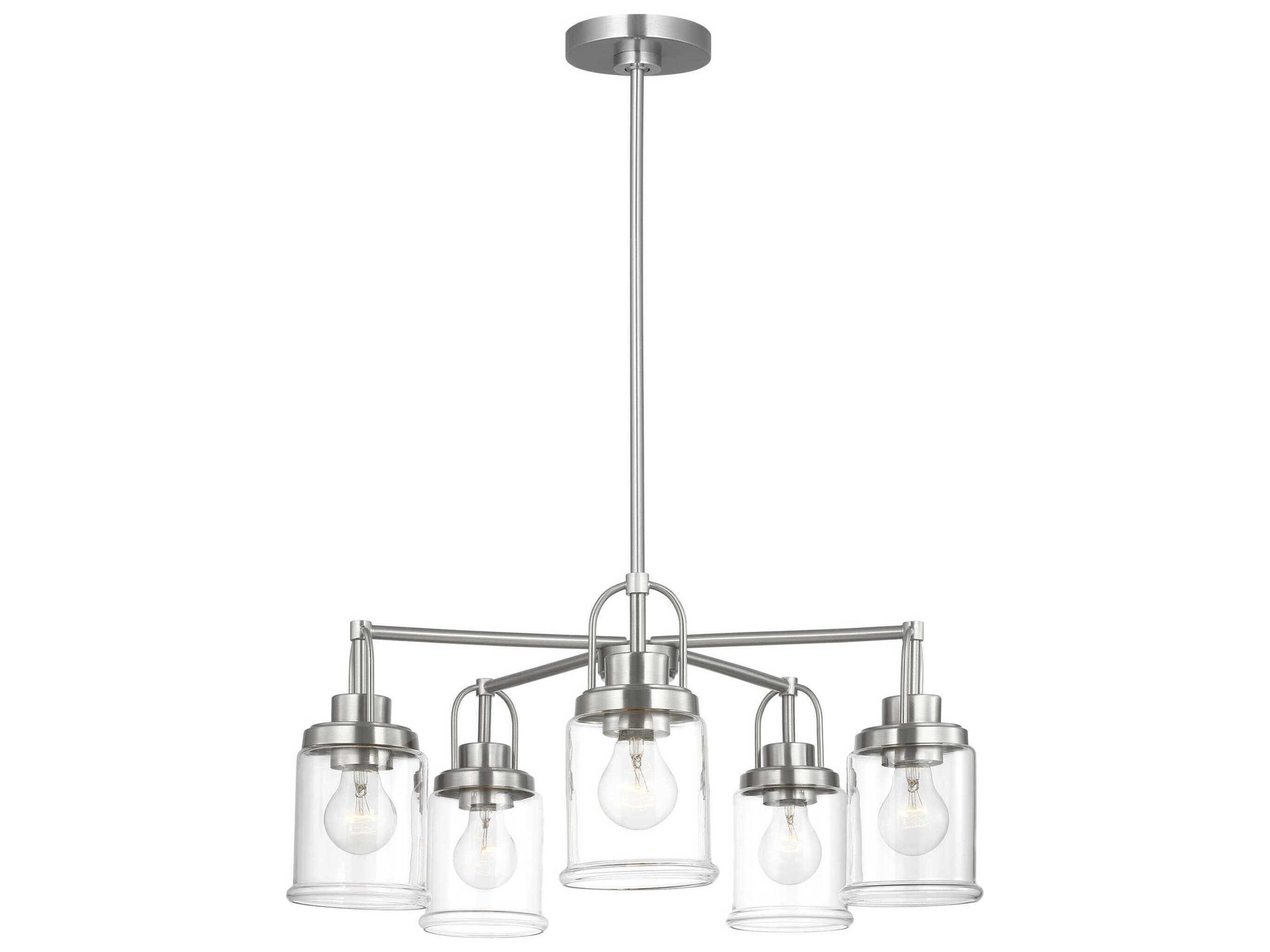 Anders 5-Light Chandelier Brushed Nickel Clear Glass