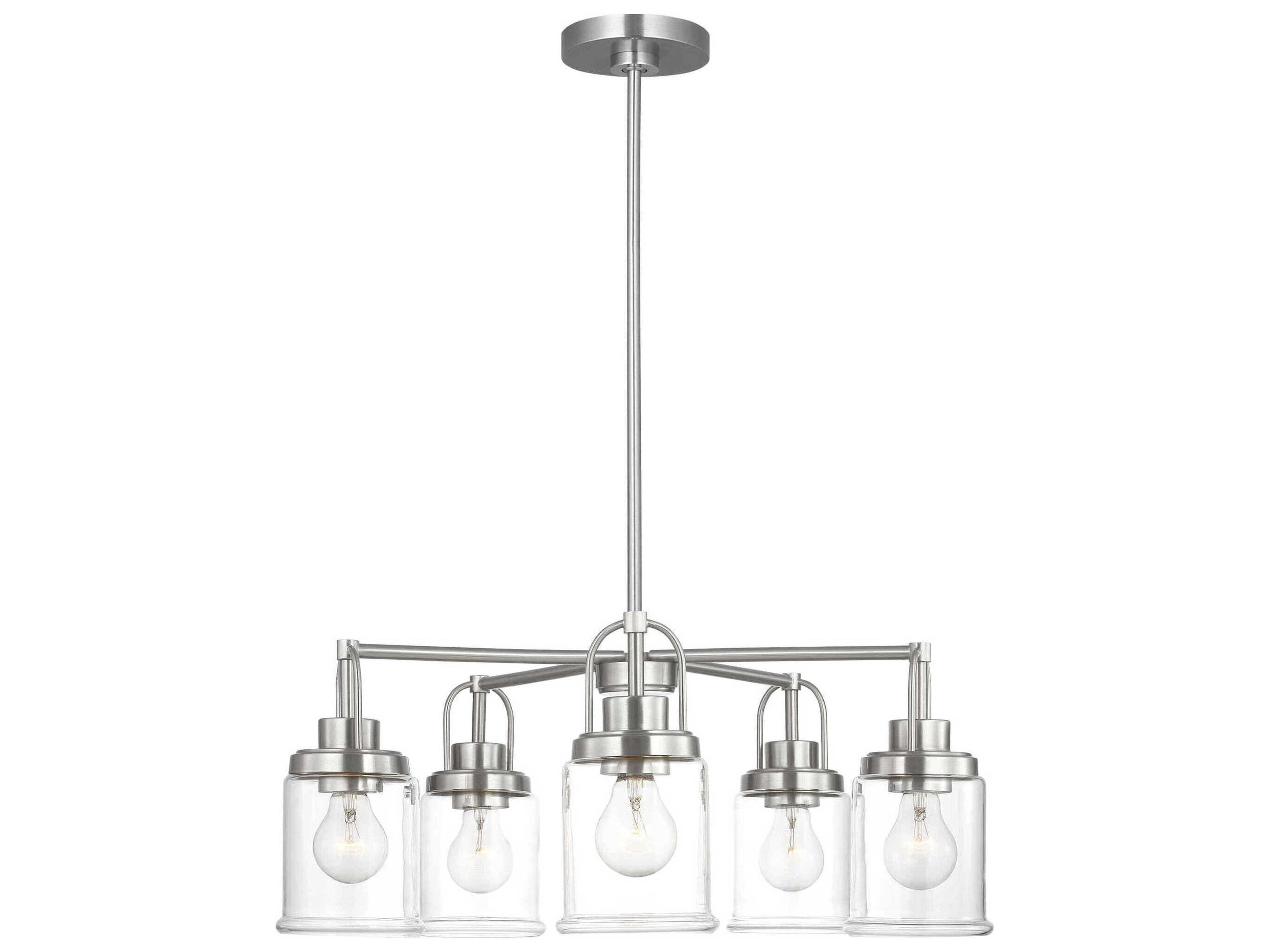 Visual Comfort Studio Anders 5-Light Brushed Nickel Cylinder Chandelier