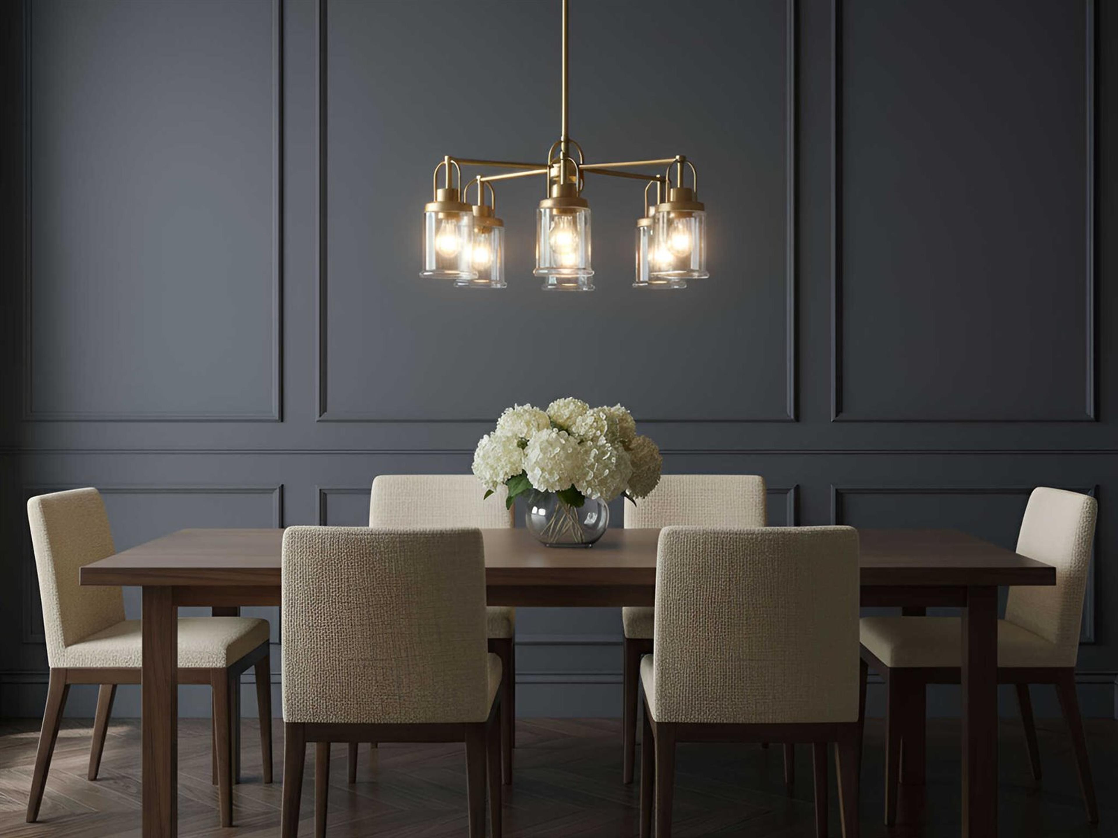 Visual Comfort Studio Anders 5-Light Satin Brass Cylinder Chandelier