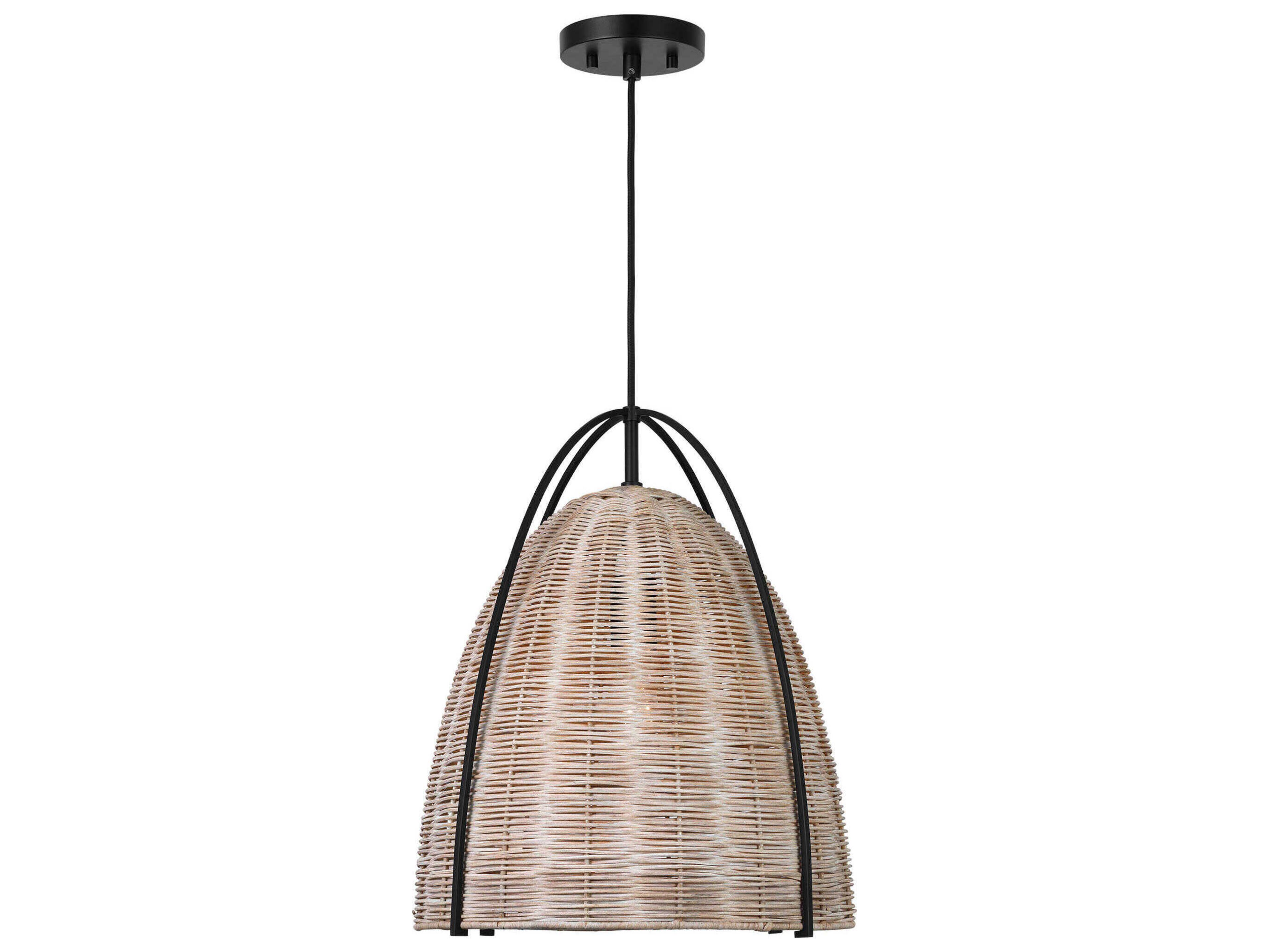 Visual Comfort Studio Norman 1-Light Matte Black Brown Dome Pendant