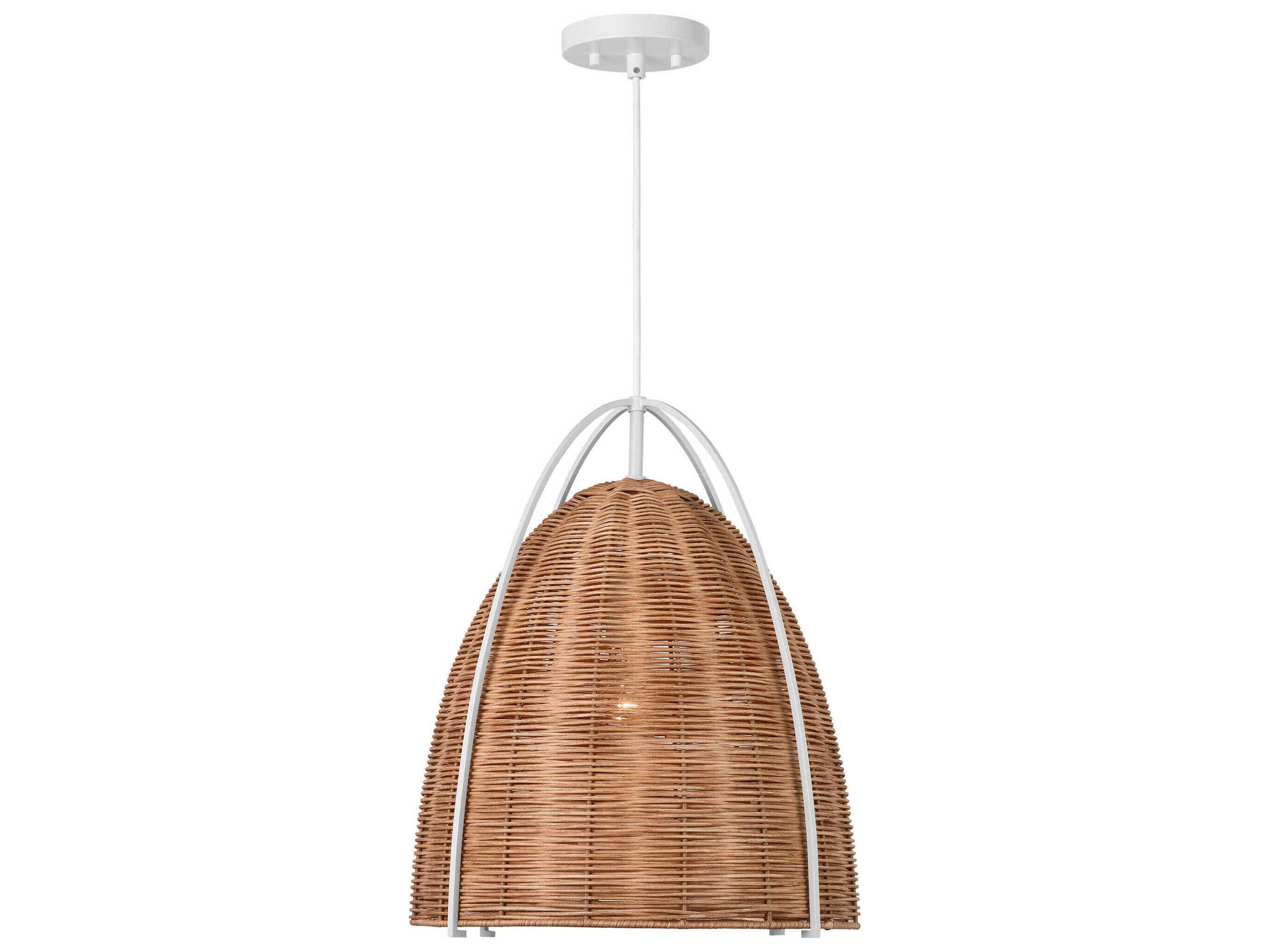 Visual Comfort Studio Norman 1-Light Matte White Brown Dome Pendant